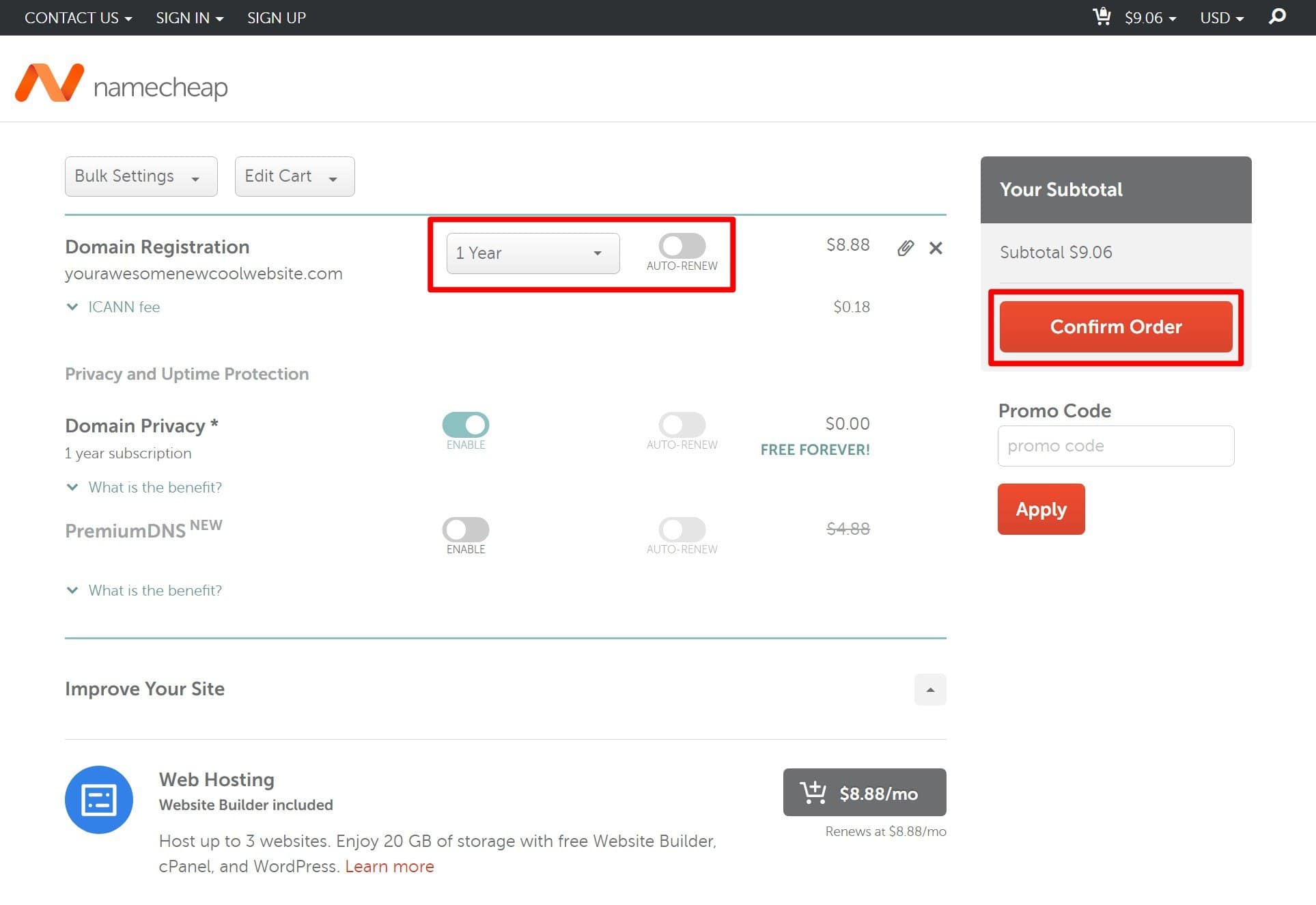 How to buy a domain name at Namecheap