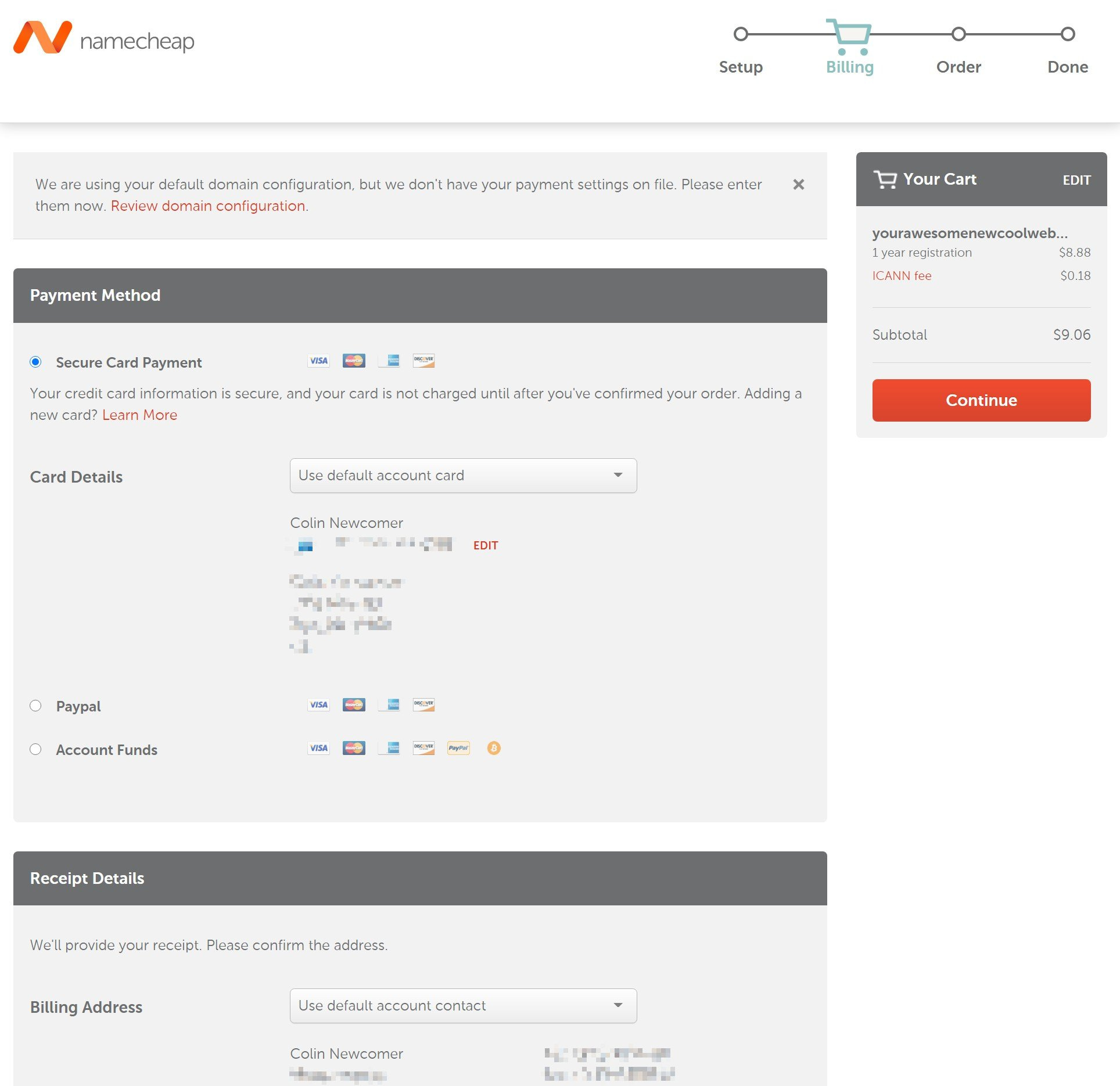 Enter billing details