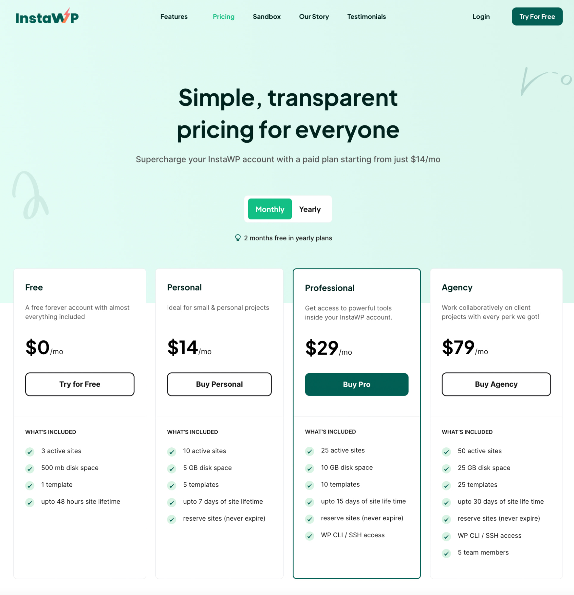 InstaWP review: the pricing