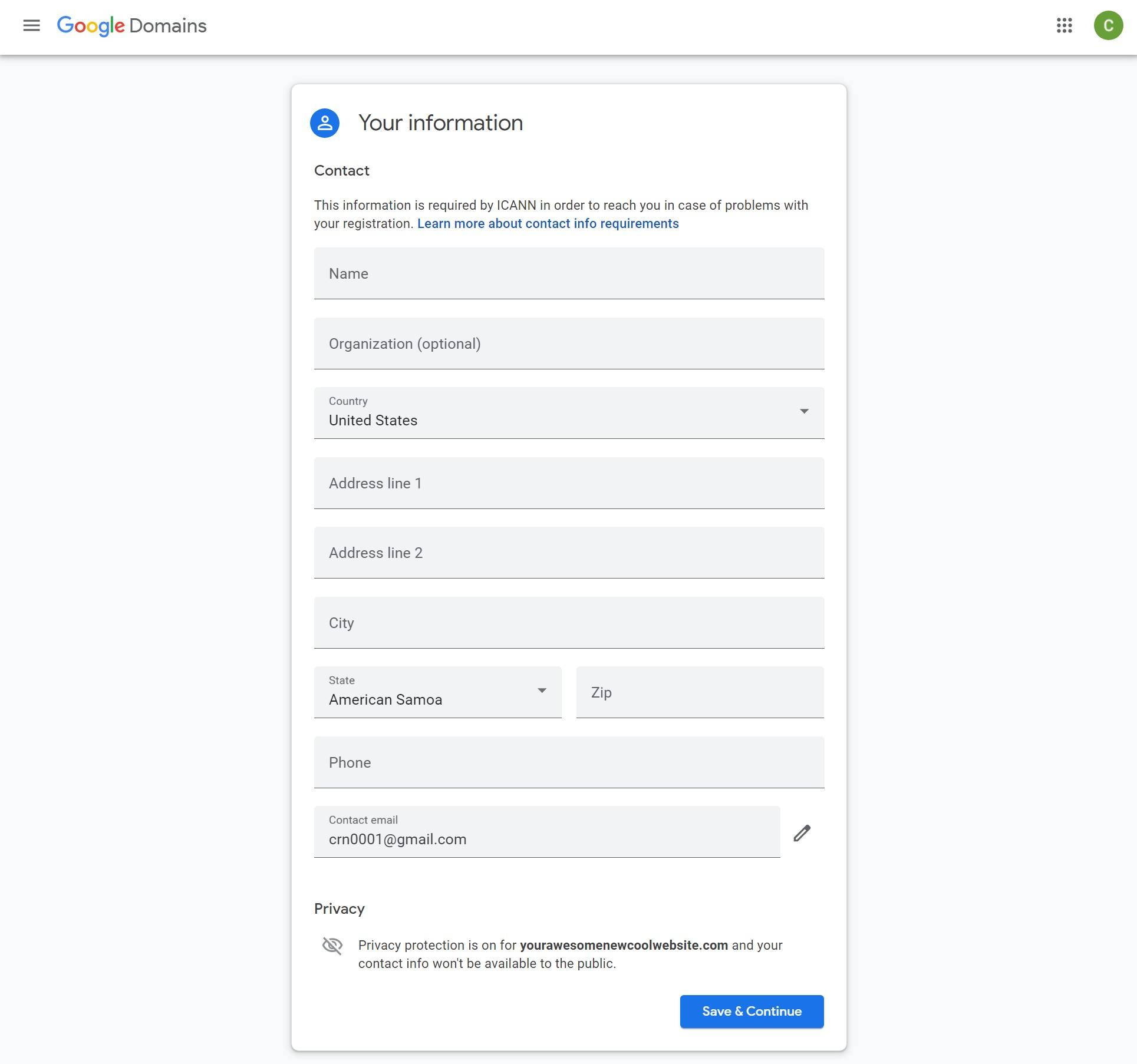 Enter billing details