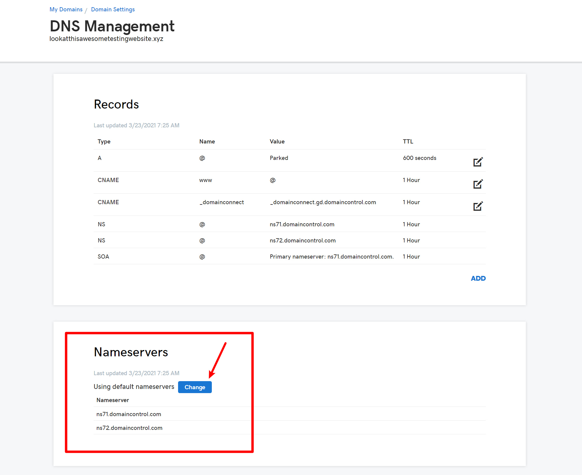How to change nameservers: GoDaddy