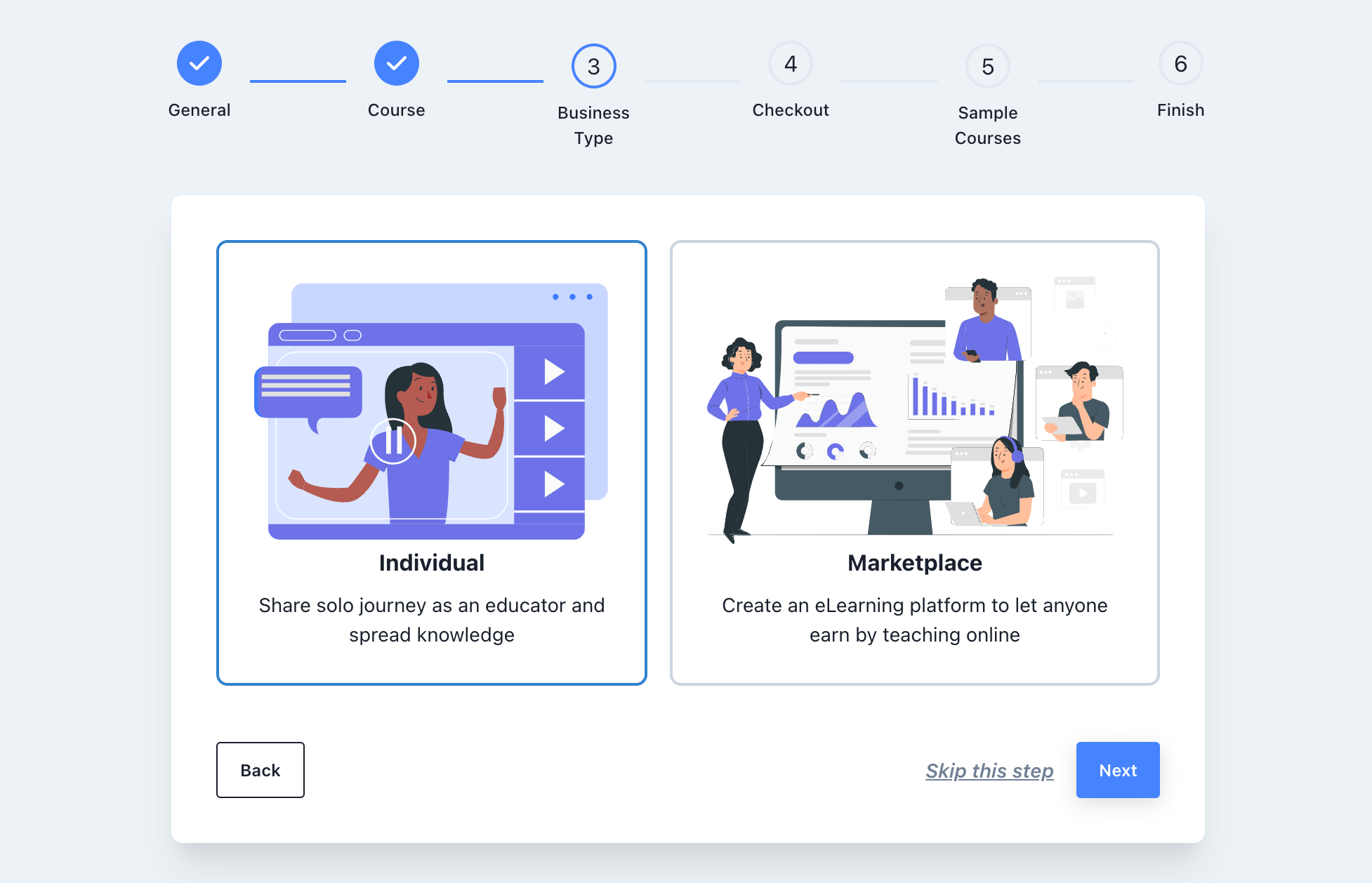 individual or marketplace courses