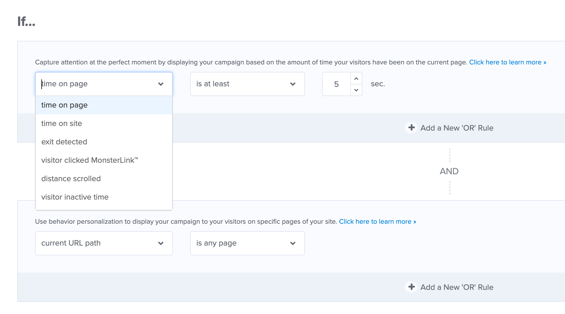 Optinmonster conditions