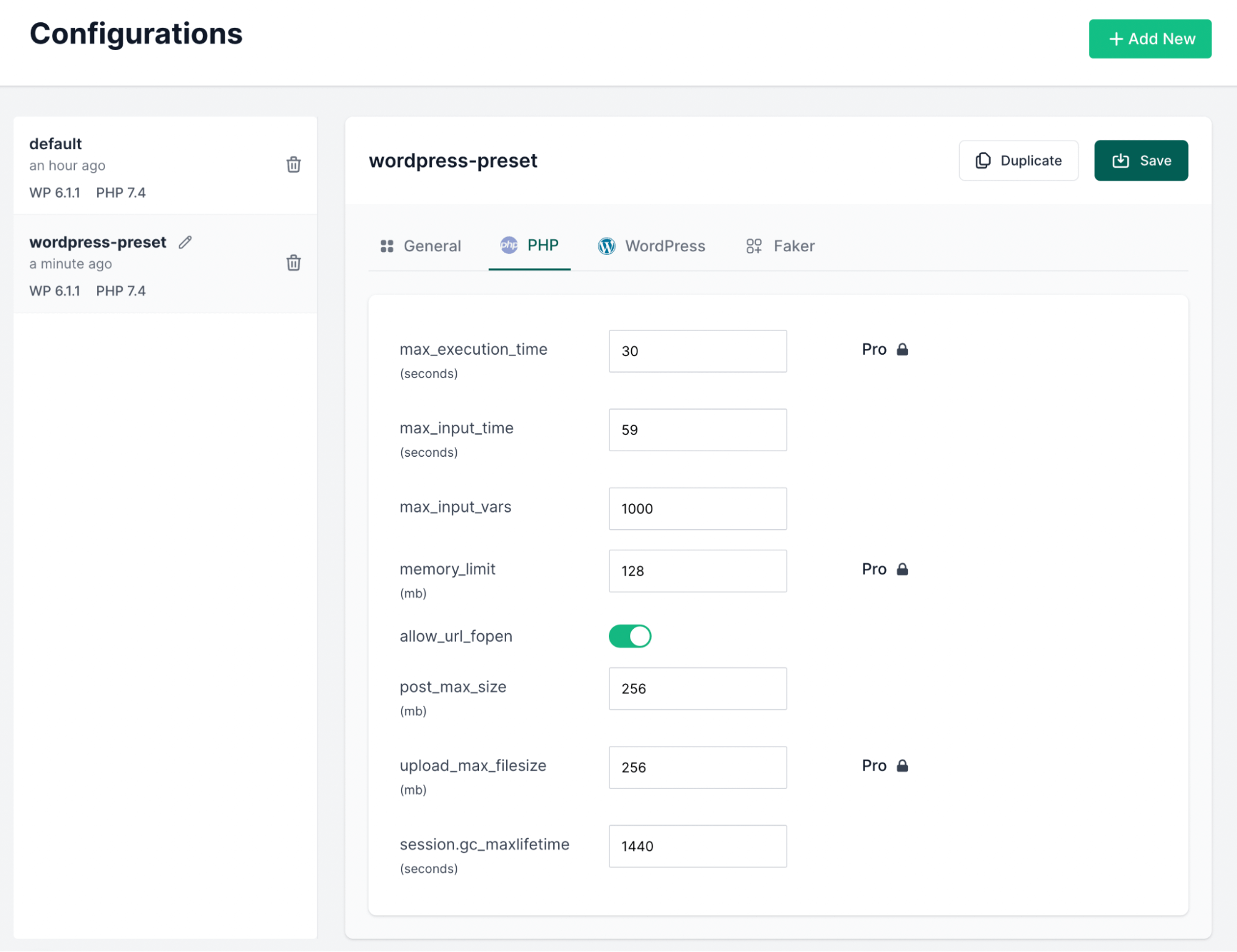 Custom PHP configuration
