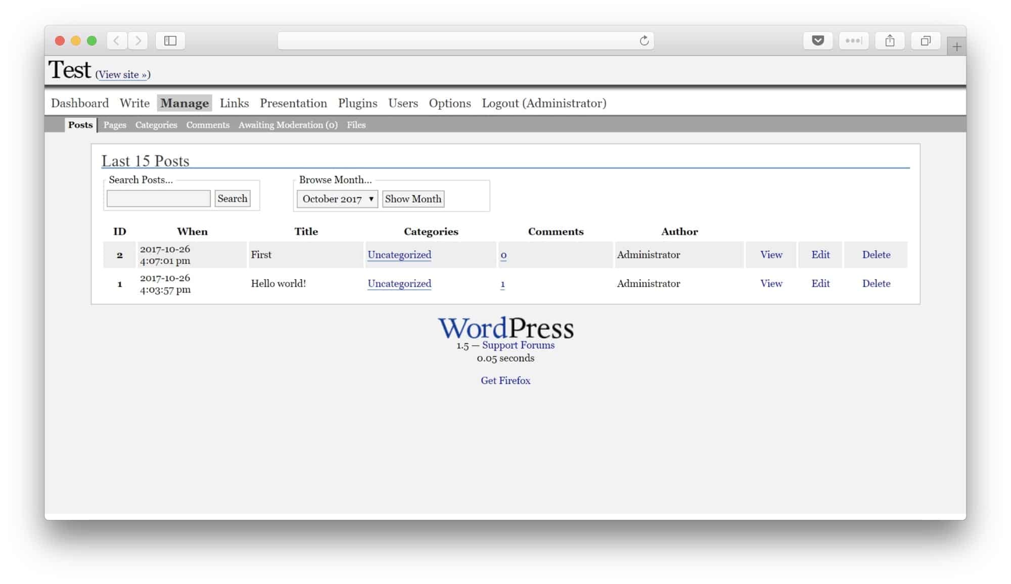 WordPress 1.5 edit