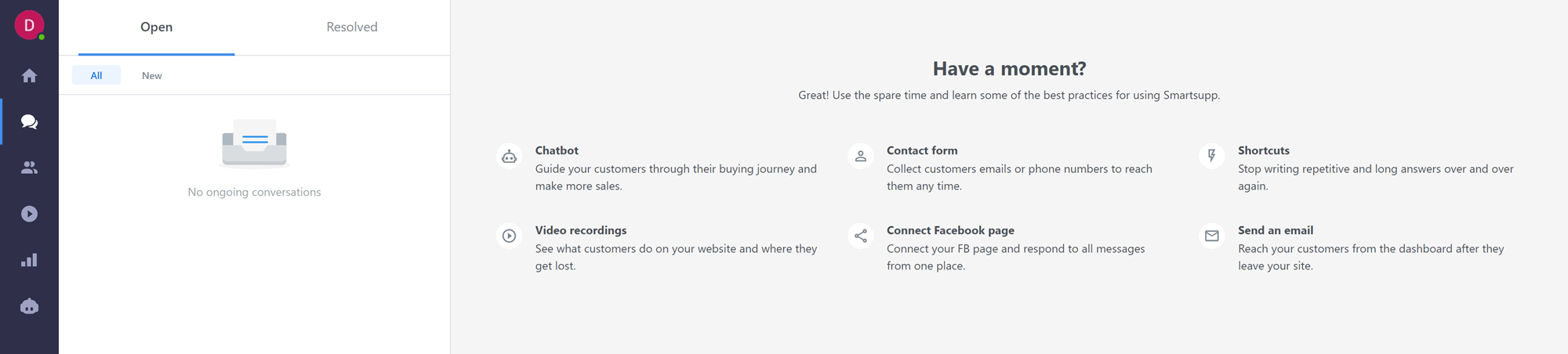 Smartsupp Conversations area