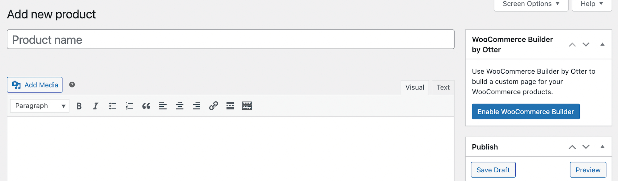 Enable WooCommerce builder