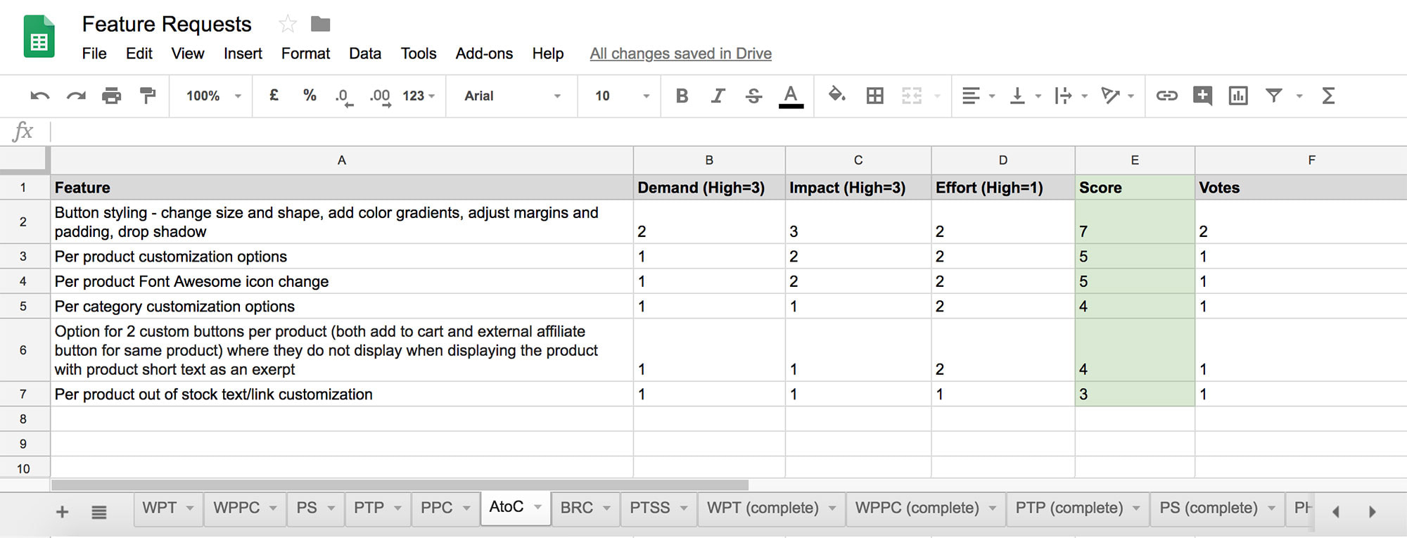 Feature Request List