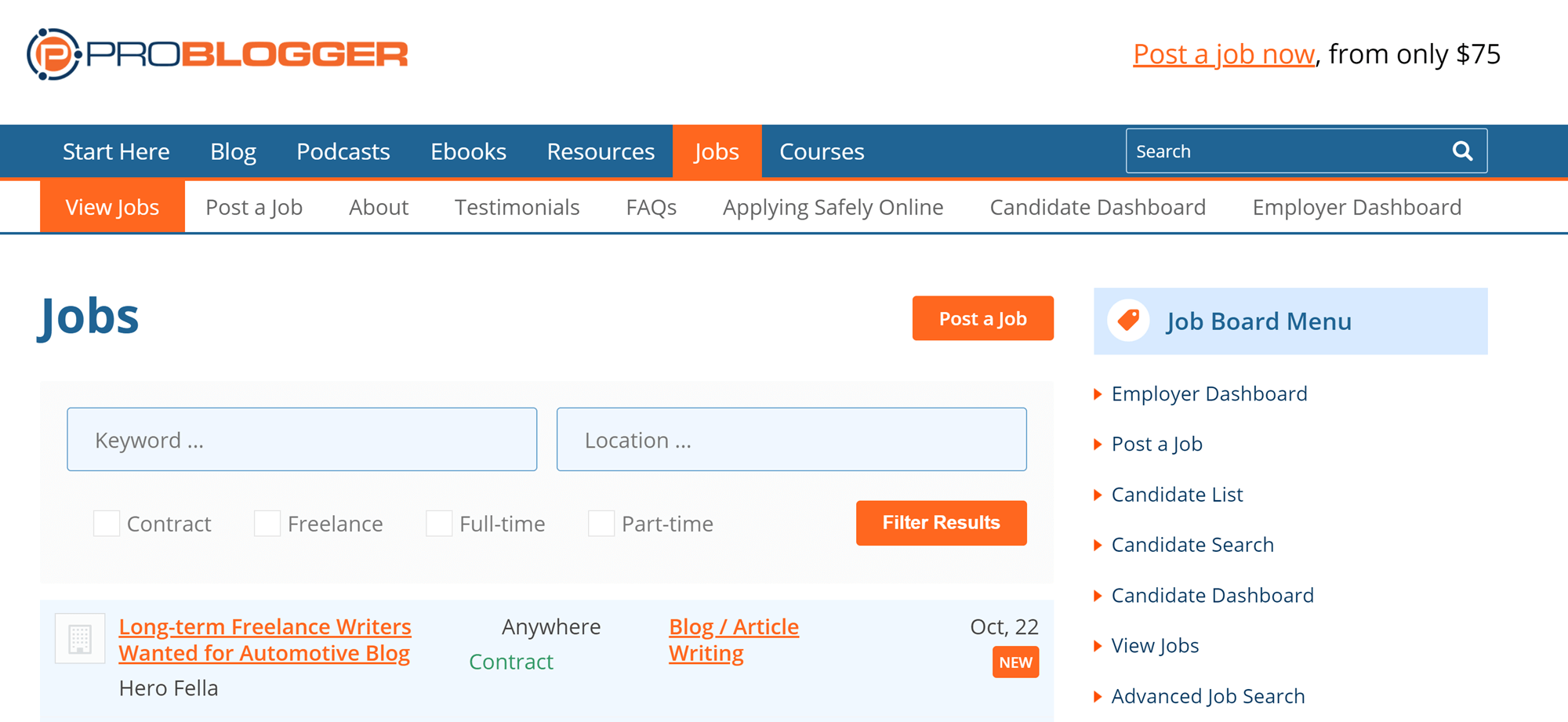 The best freelance websites: Problogger job board