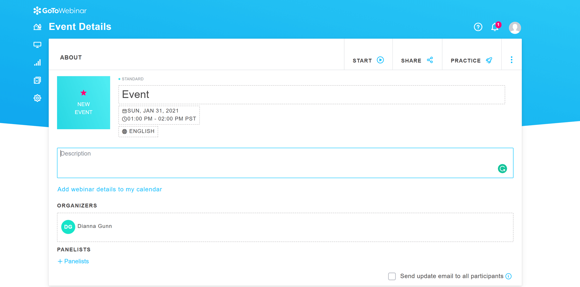 How to create a webinar with GoToWebinar: GoToWebinar event details