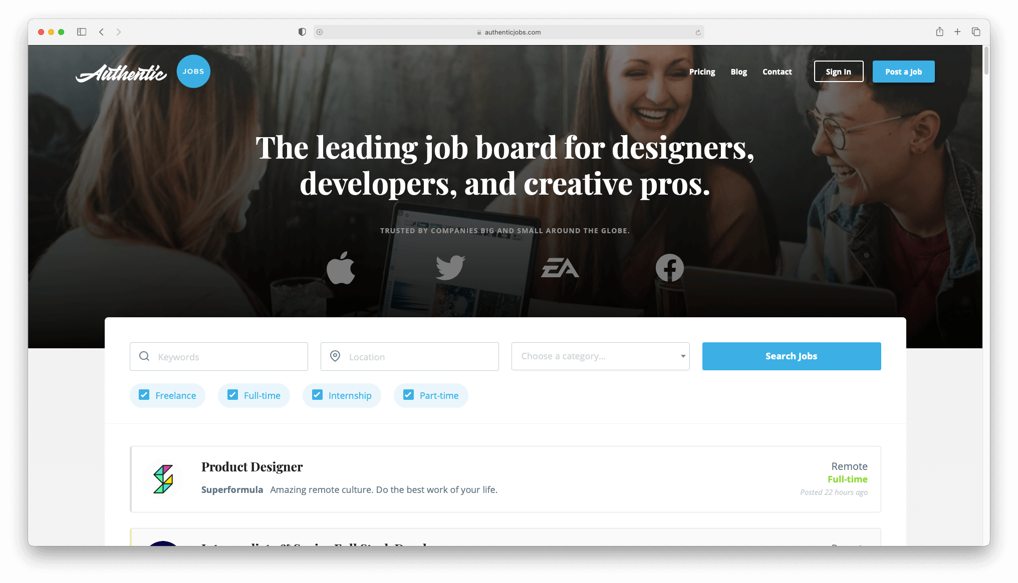 Find remote jobs online with Authentic Jobs