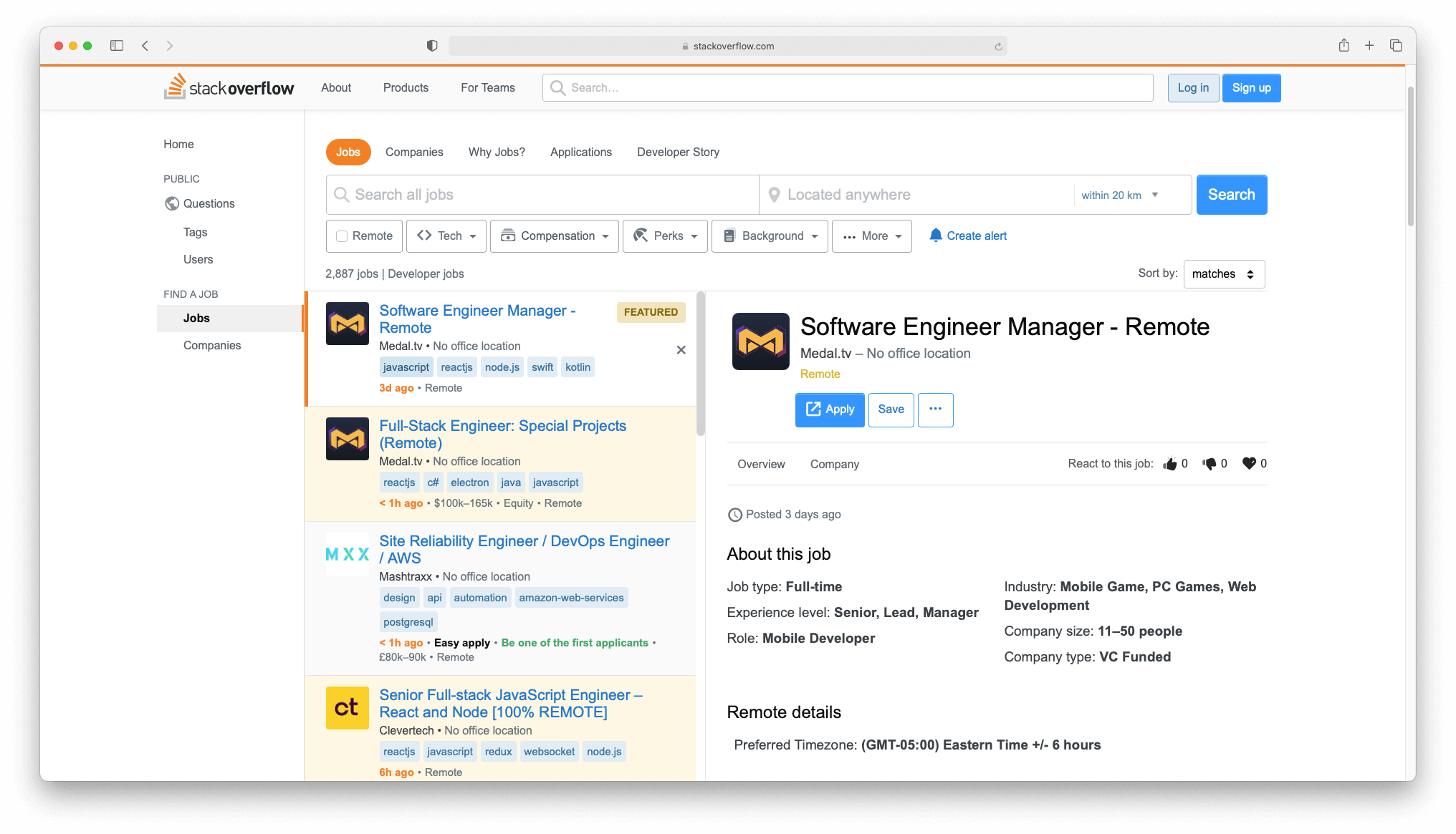 Stack Overflow also offers remote work online opportunities