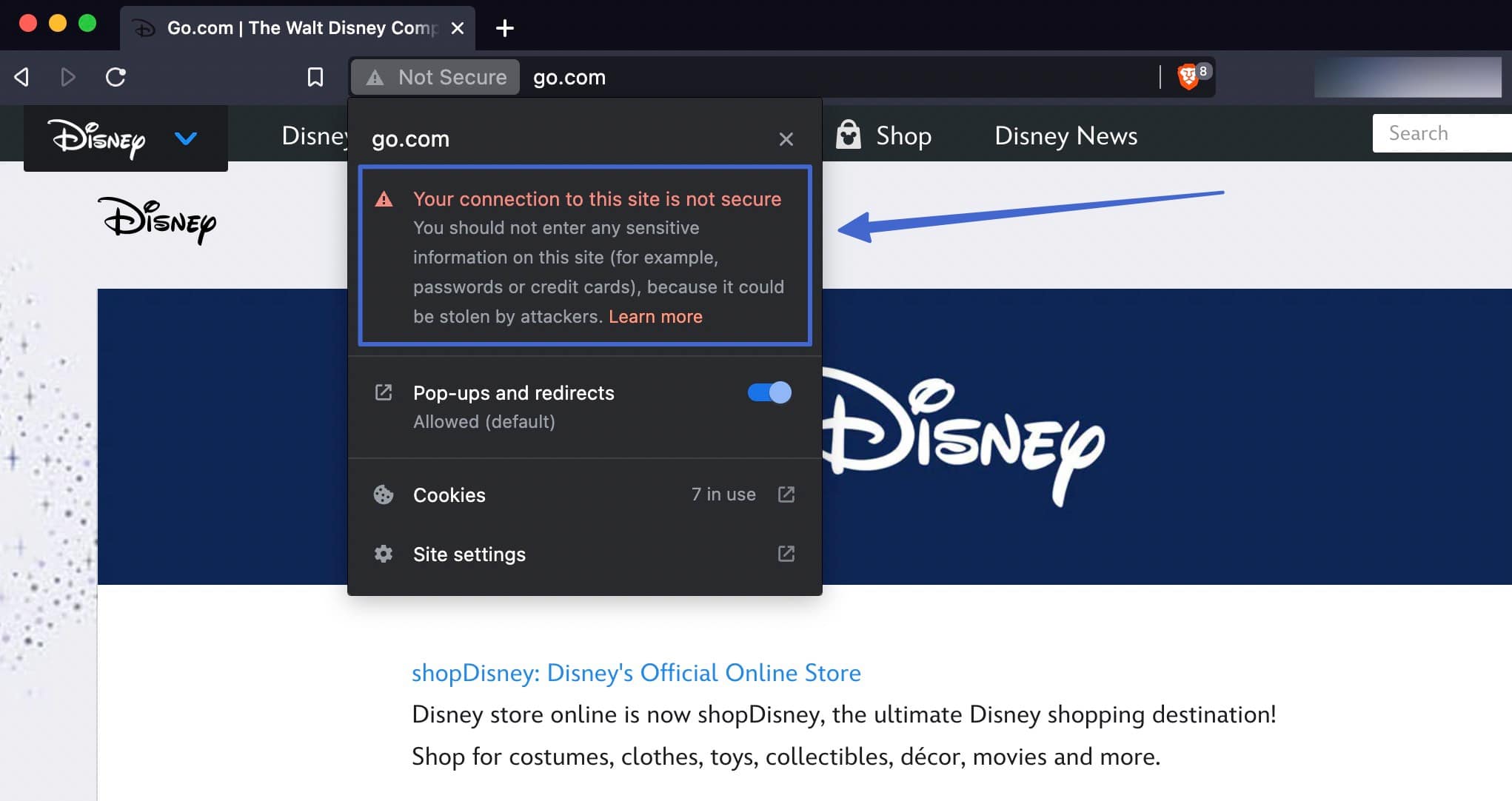 your connection is not secure message