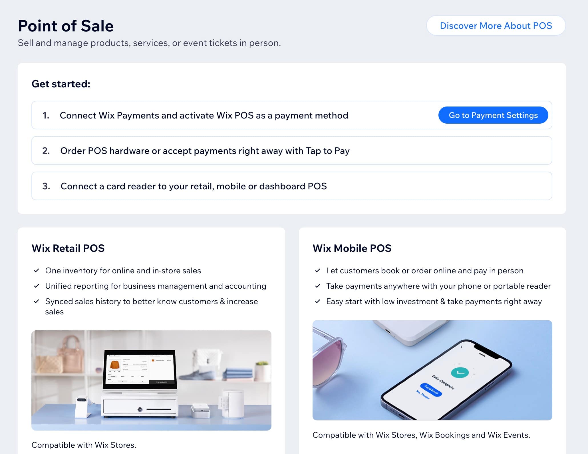 Point of sale from our Wix eCommerce review.