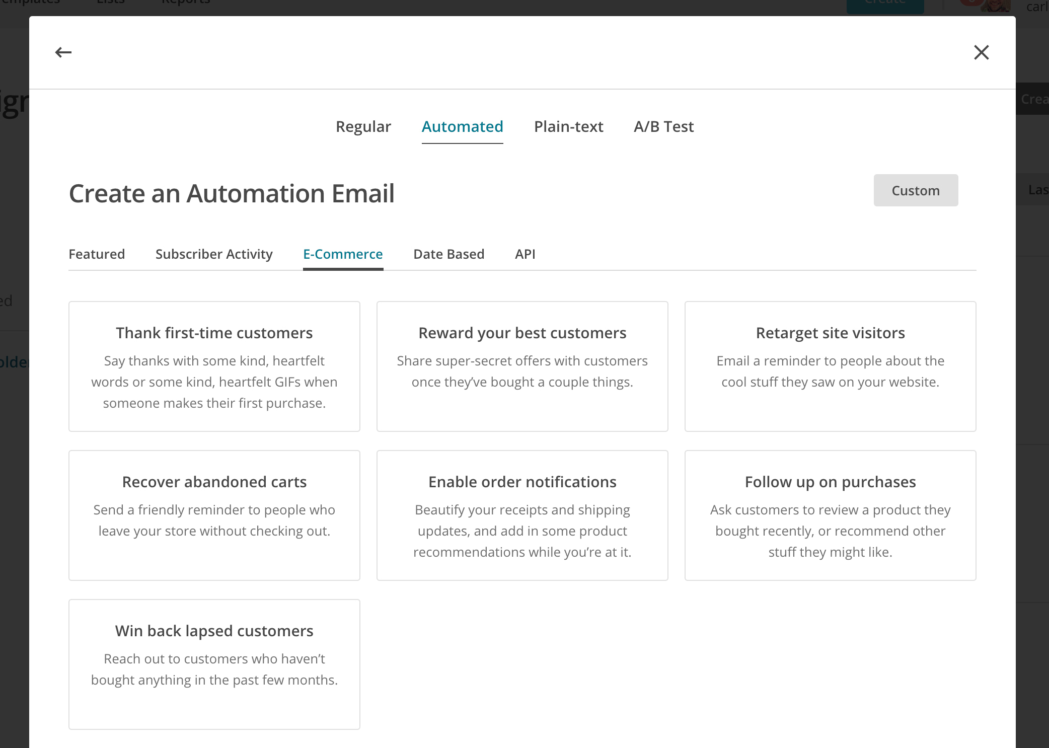mailchimp premade automations