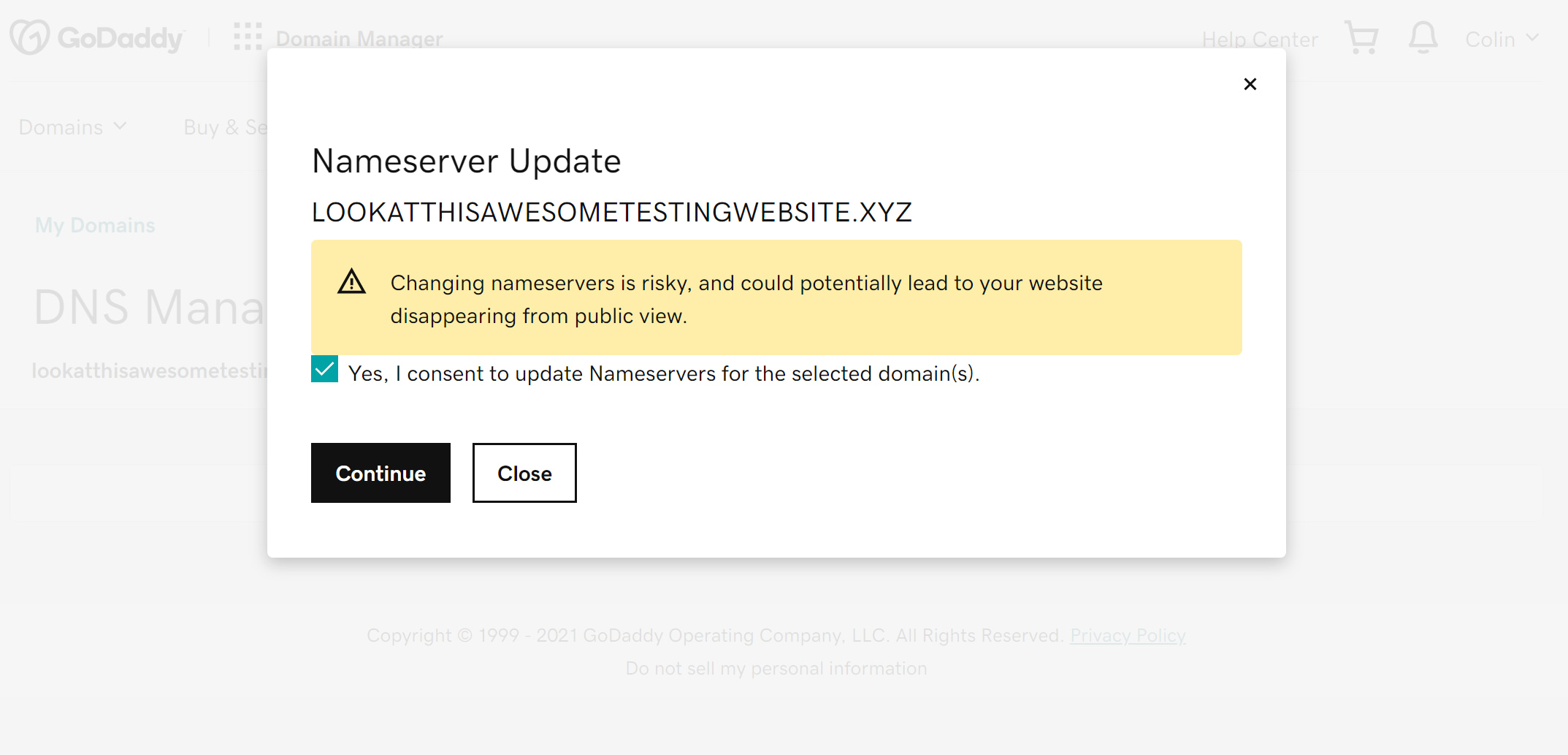 Confirm the warning prompt