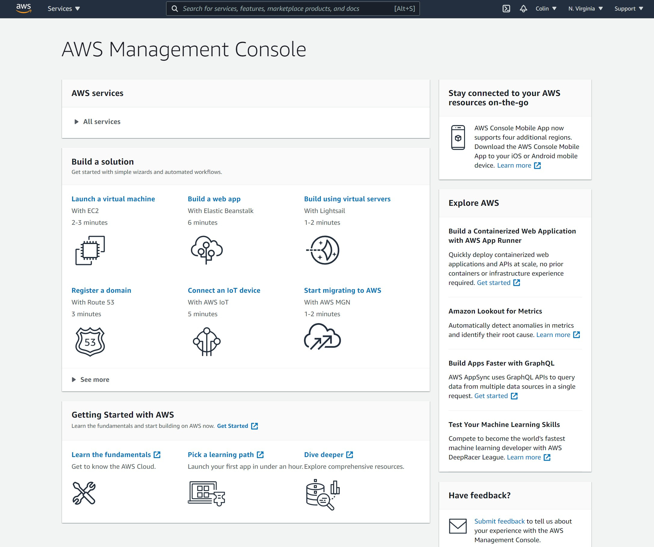 AWS console vs Google Cloud