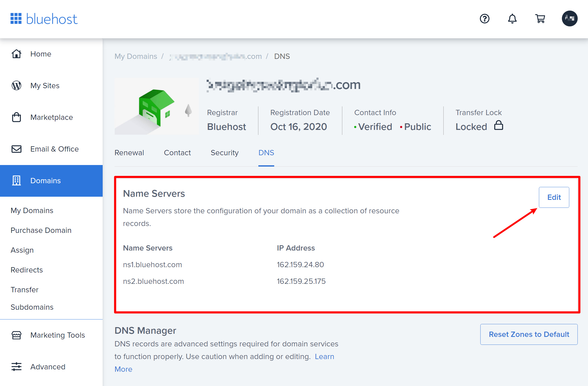 How to edit nameservers