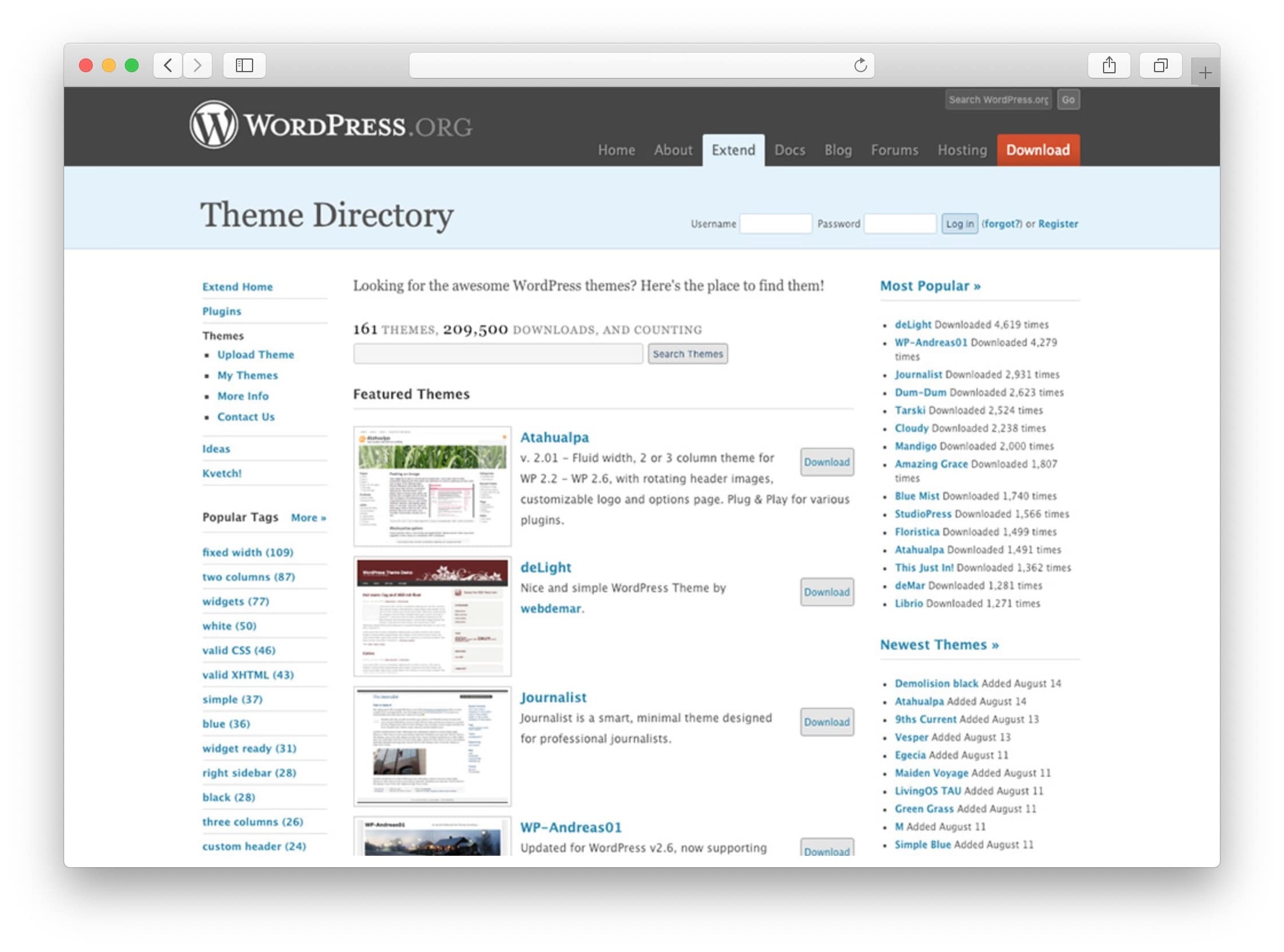 WordPress themes repository