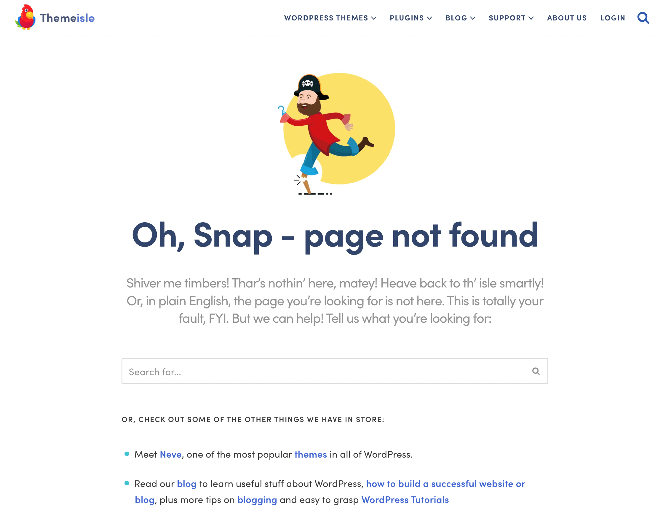 Themeisle's 404 error page.