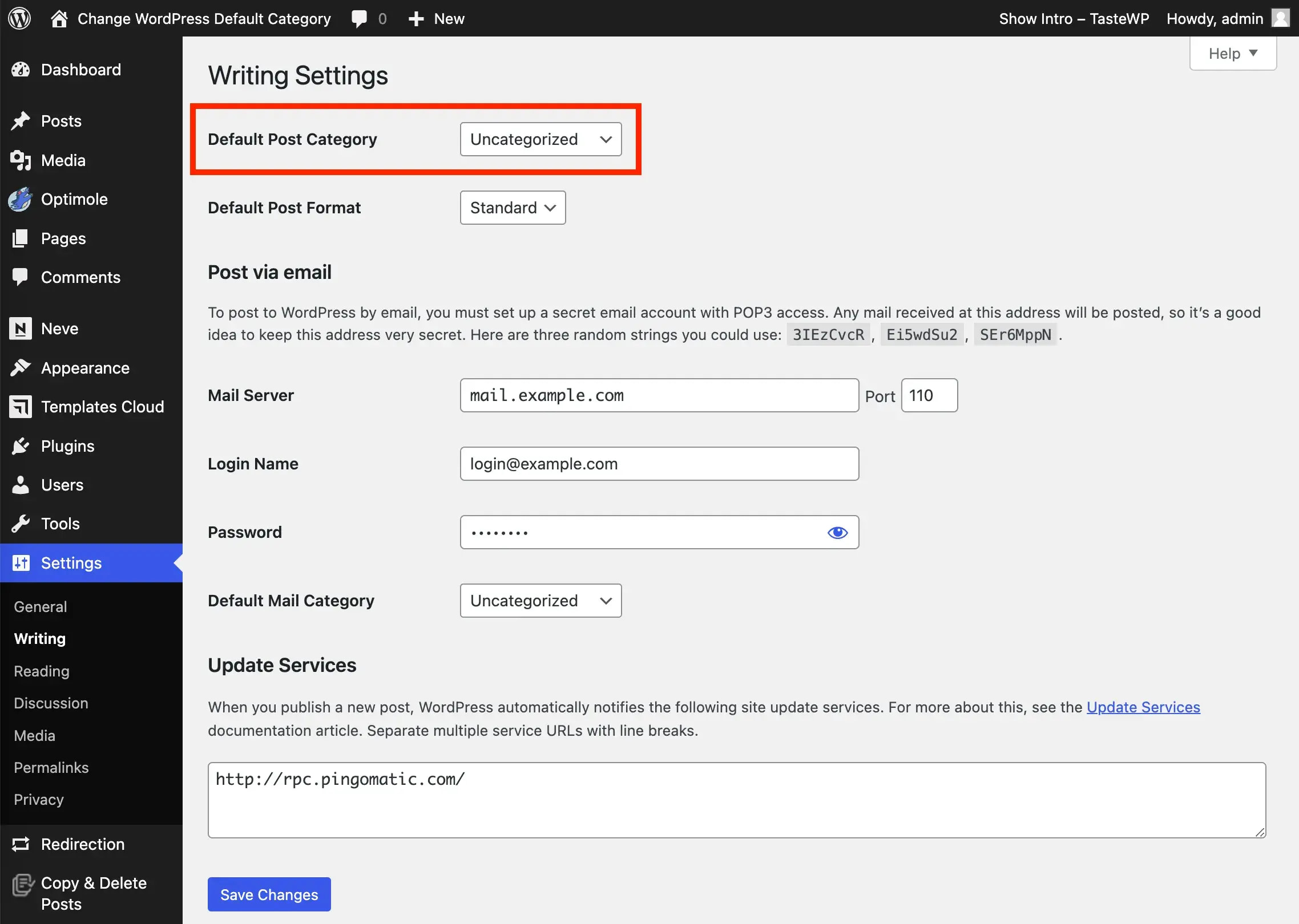 How to Change Default Category in WordPress (Quick and Easy) 3 Changing the default category from uncategorized to the newly added category.