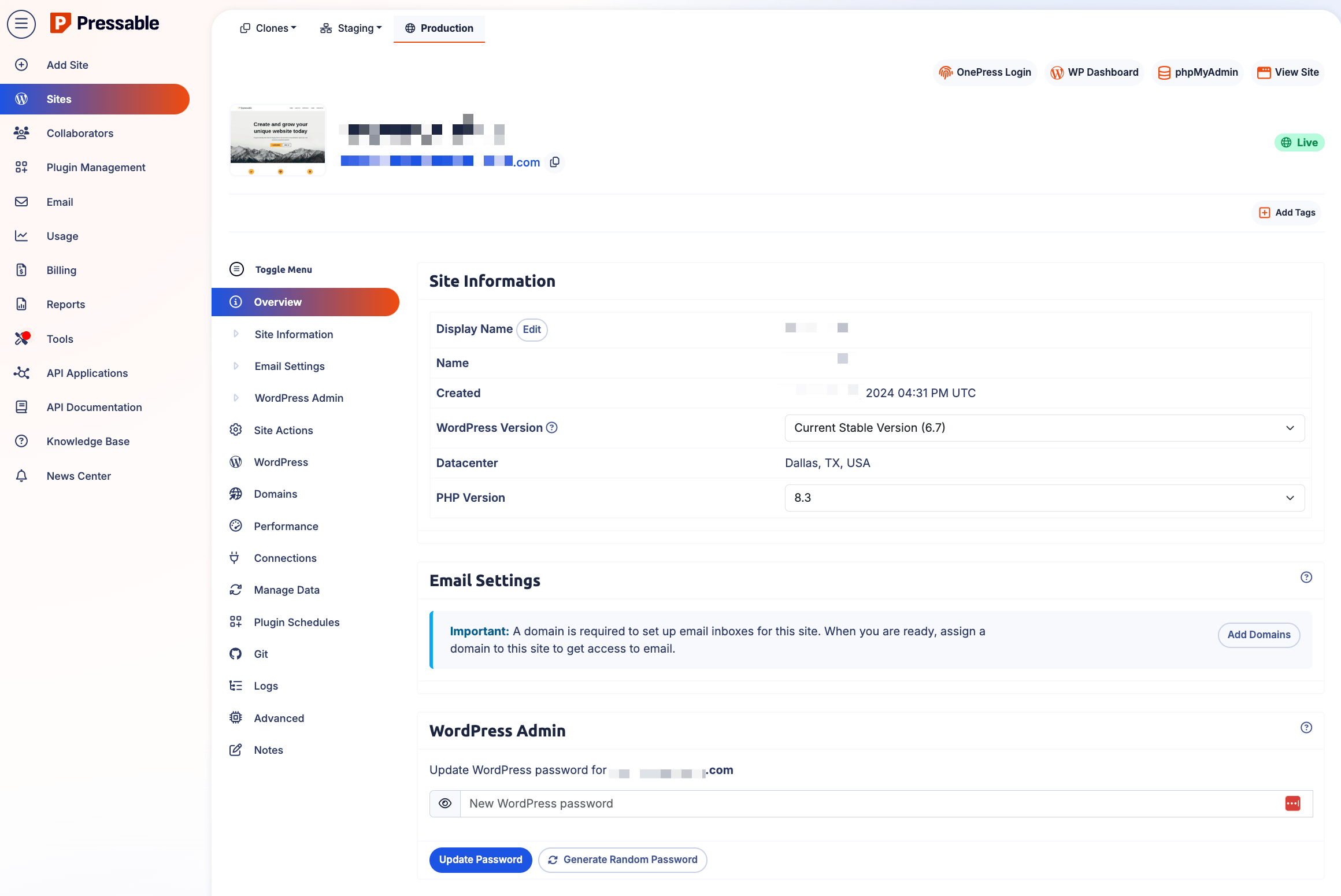 Pressable hosting panel 1