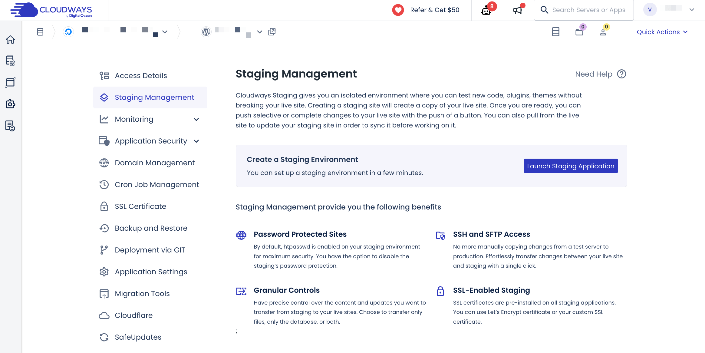 Cloudways hosting panel 2