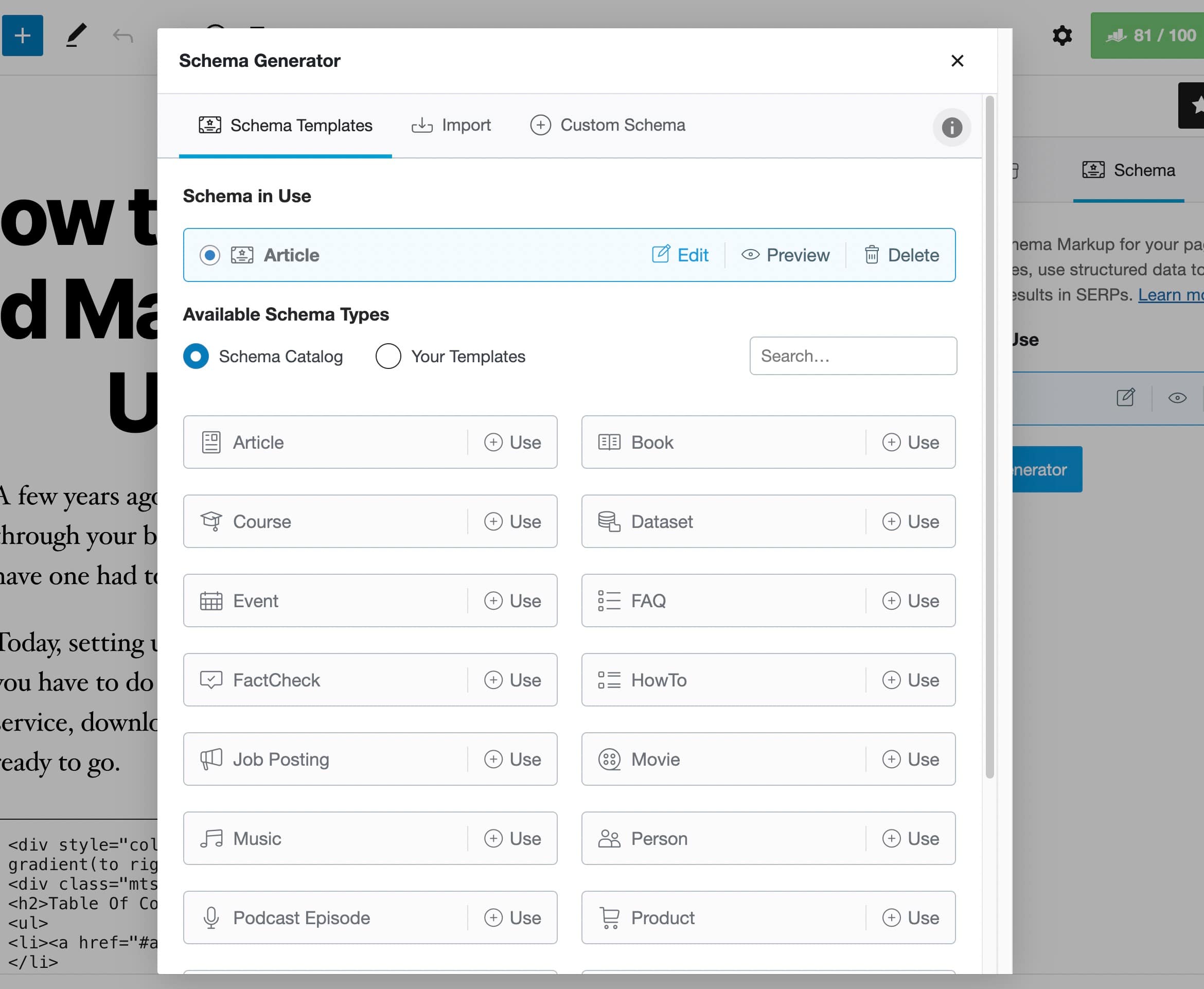 rank math scheme generator