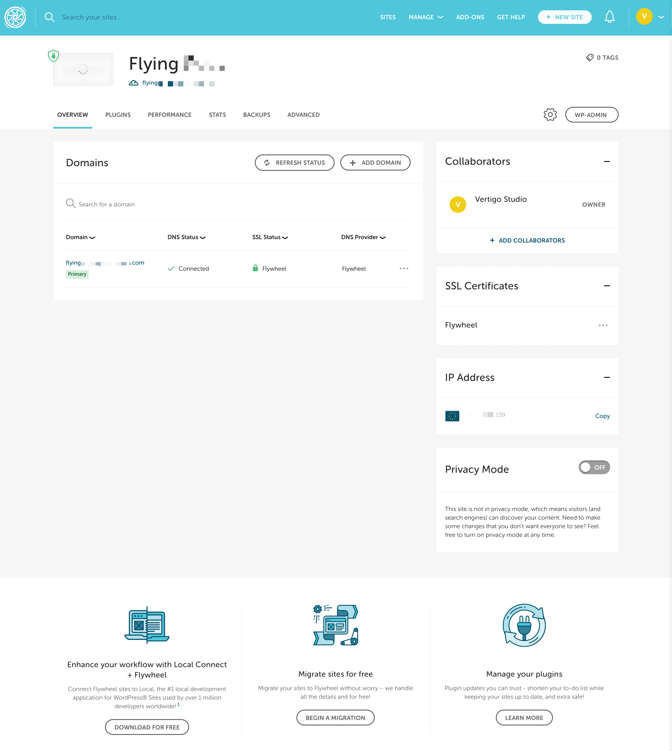 Flywheel hosting panel