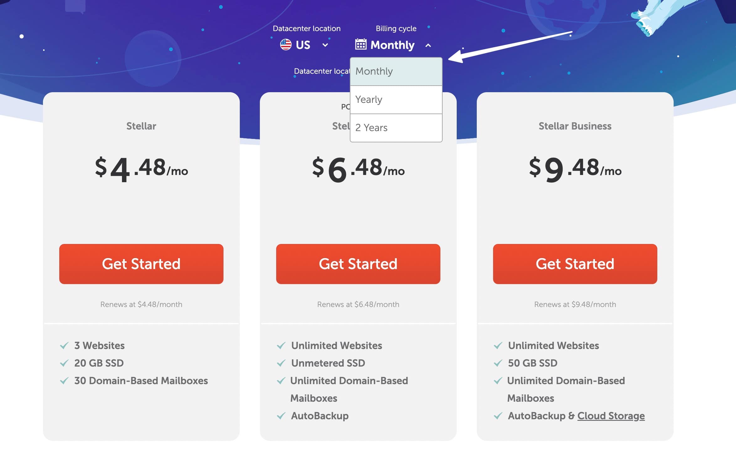 chancing the billing cycle from yearly to monthly