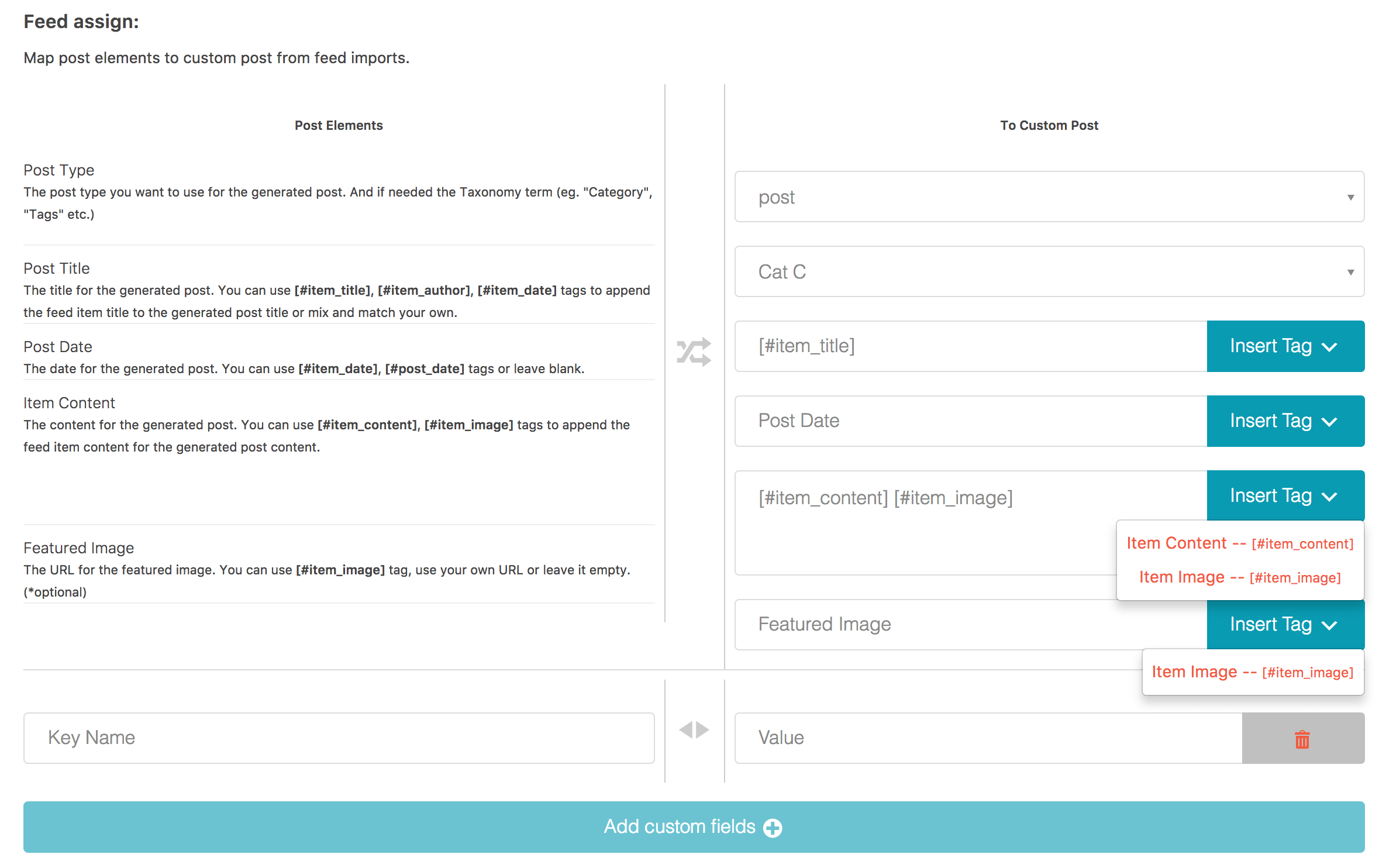 Feedzy import settings