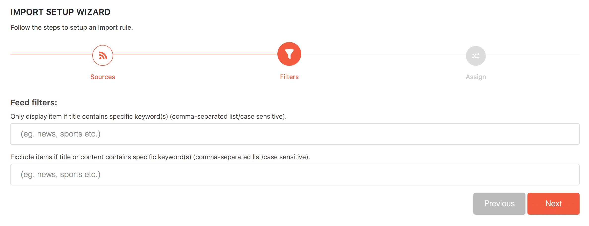 Feedzy keyword filtering