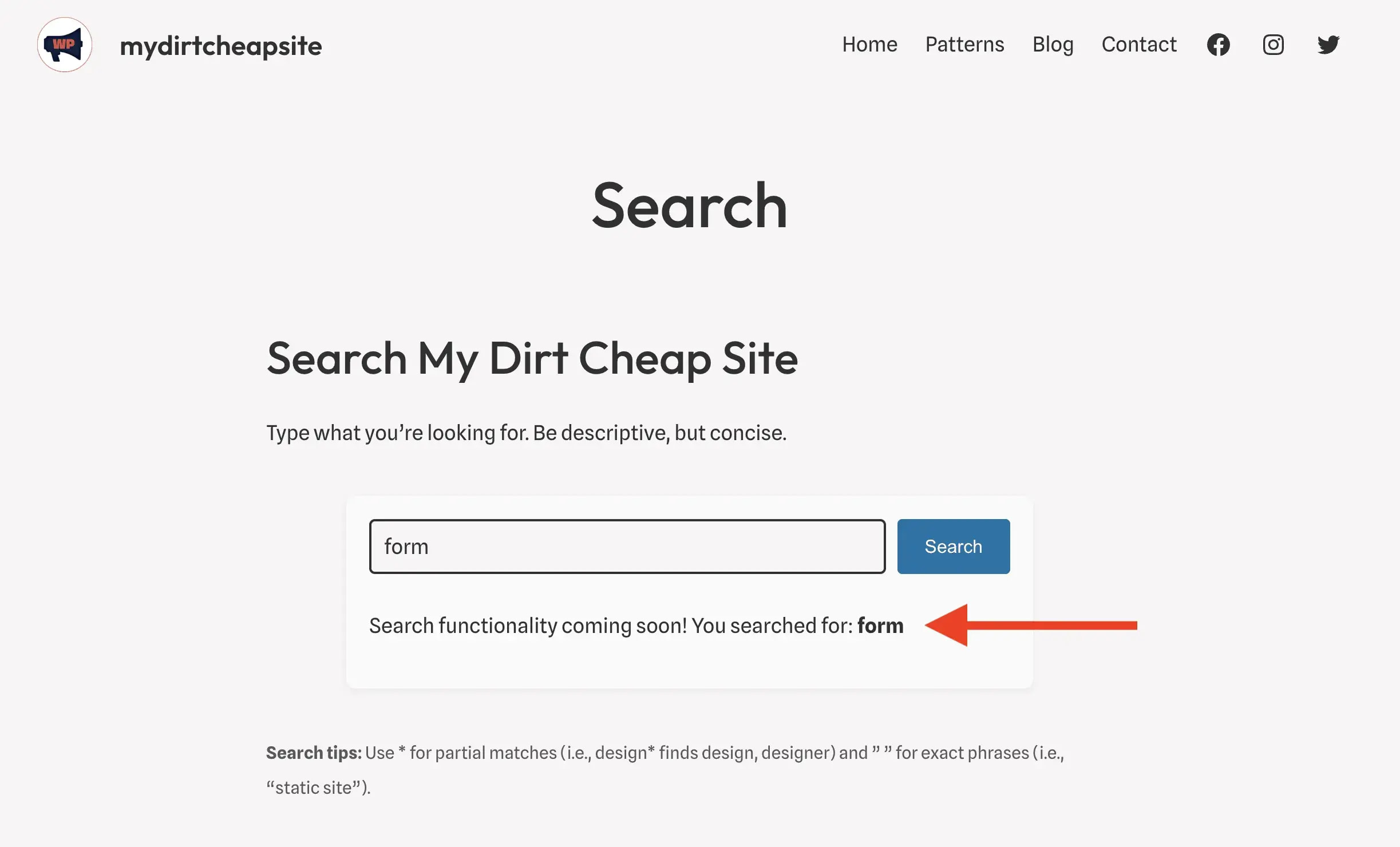 How to Add Search to a Static WordPress Site for Free Using Lunr 5 Testing search functionality on the frontend of the site.
