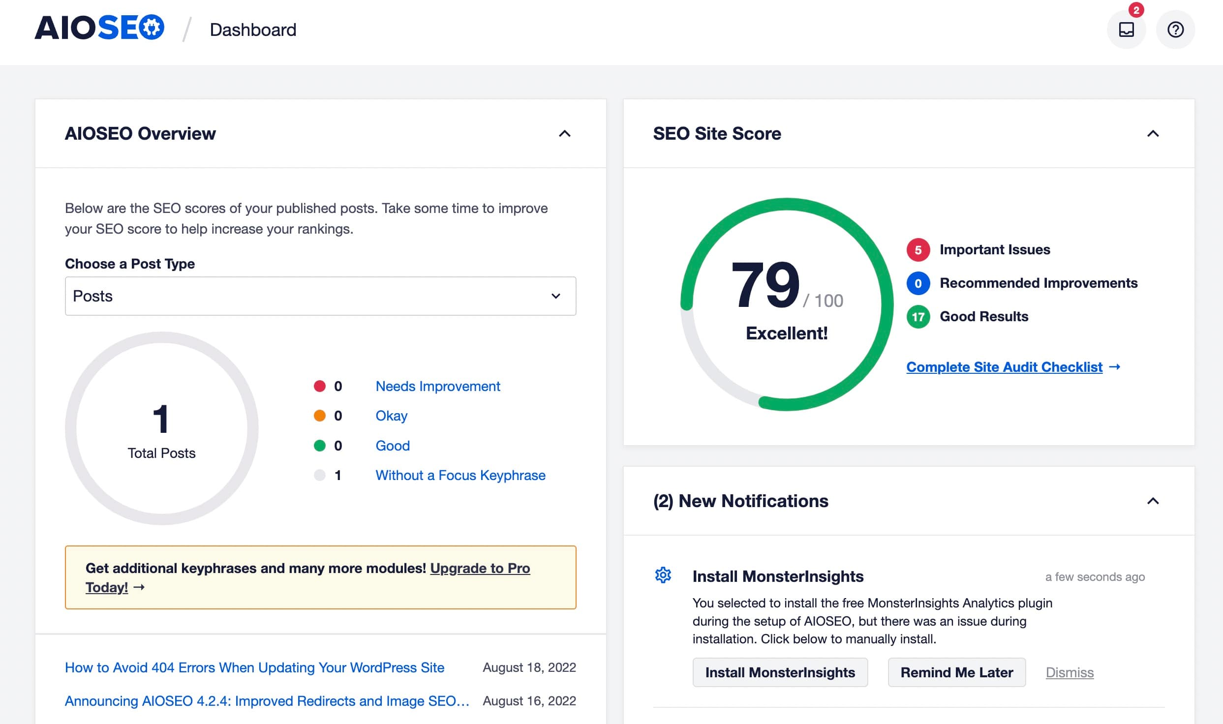 All in One SEO vs Yoast vs Rank Math dashboard