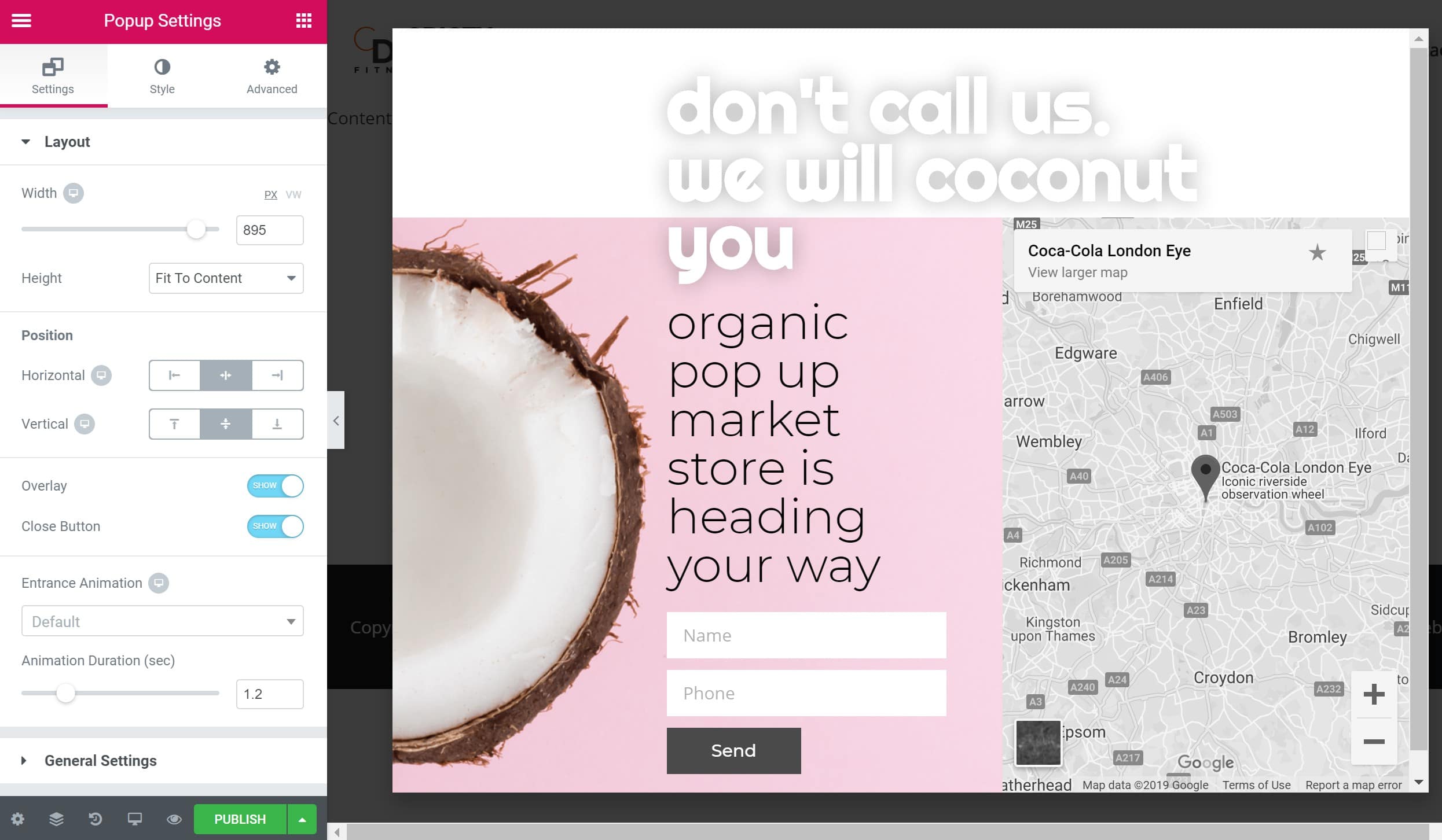 Elementor popup settings