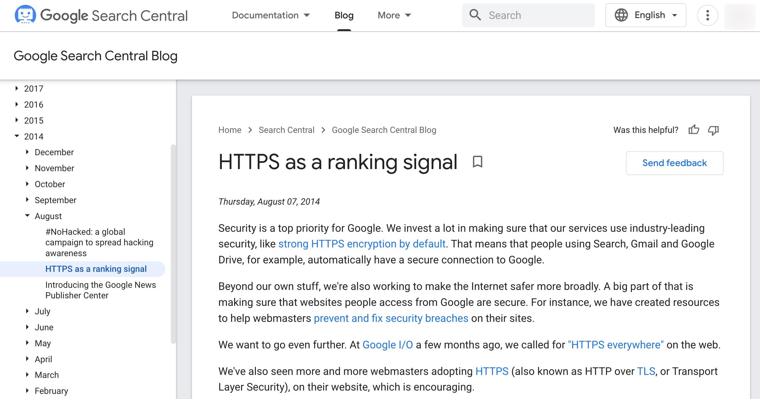 HTTPS as a ranking signal