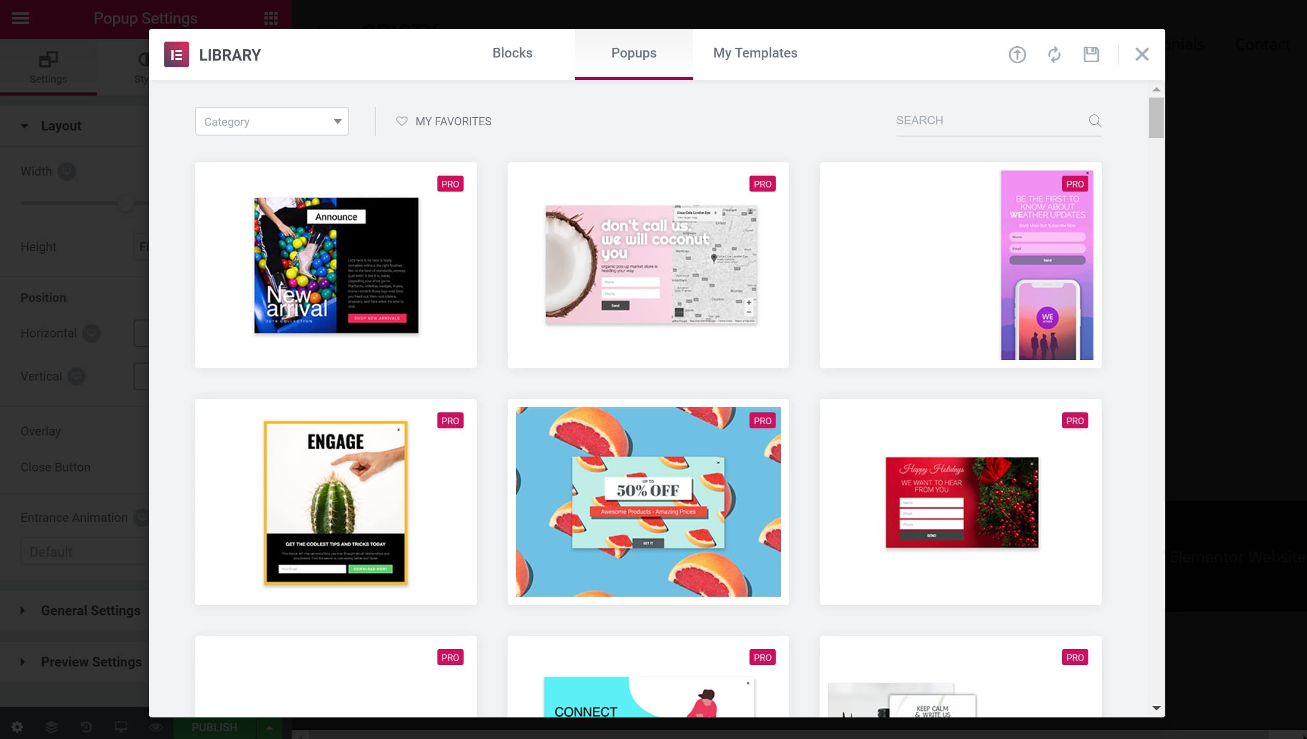 Elementor popup templates