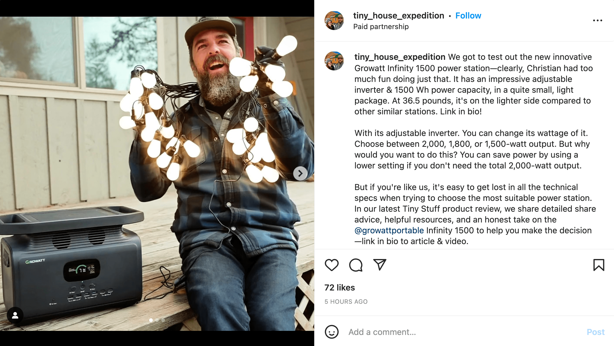 Instagram promotional post.