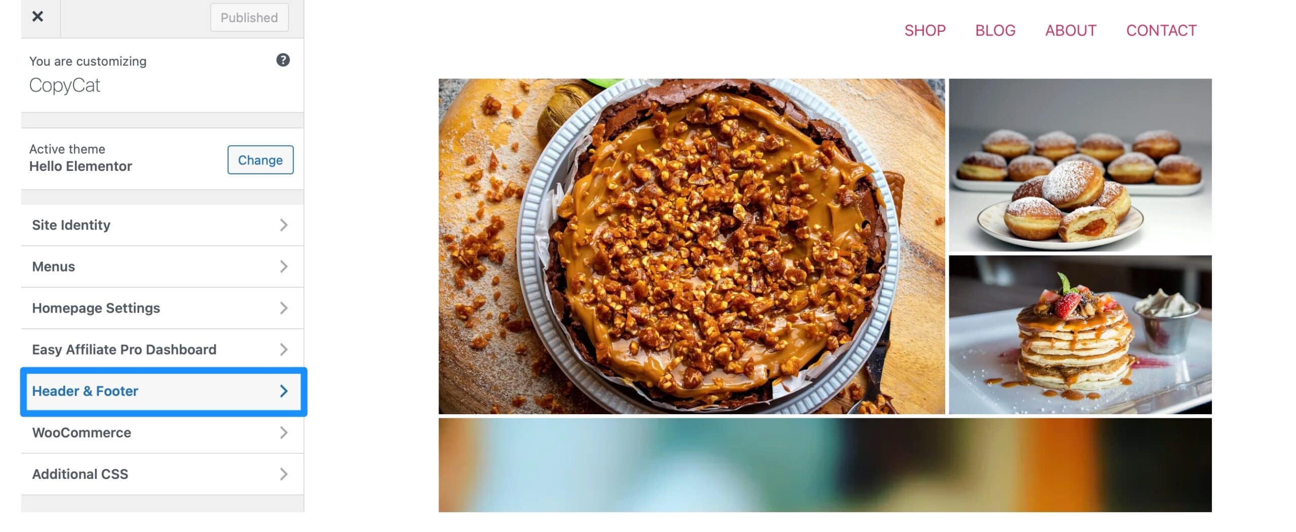 How to edit a WordPress header with a page-builder.