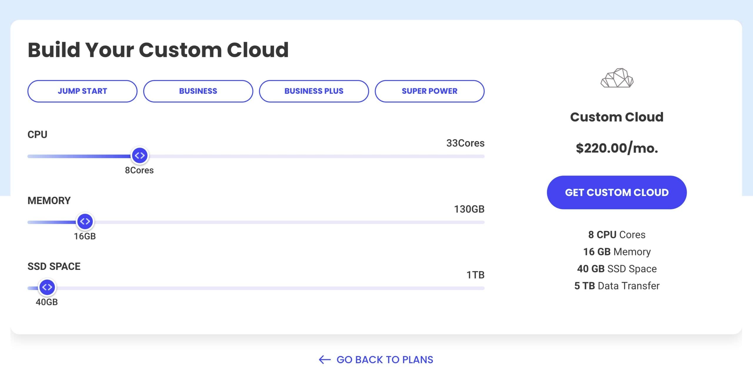 SiteGround custom cloud WordPress hosting pricing