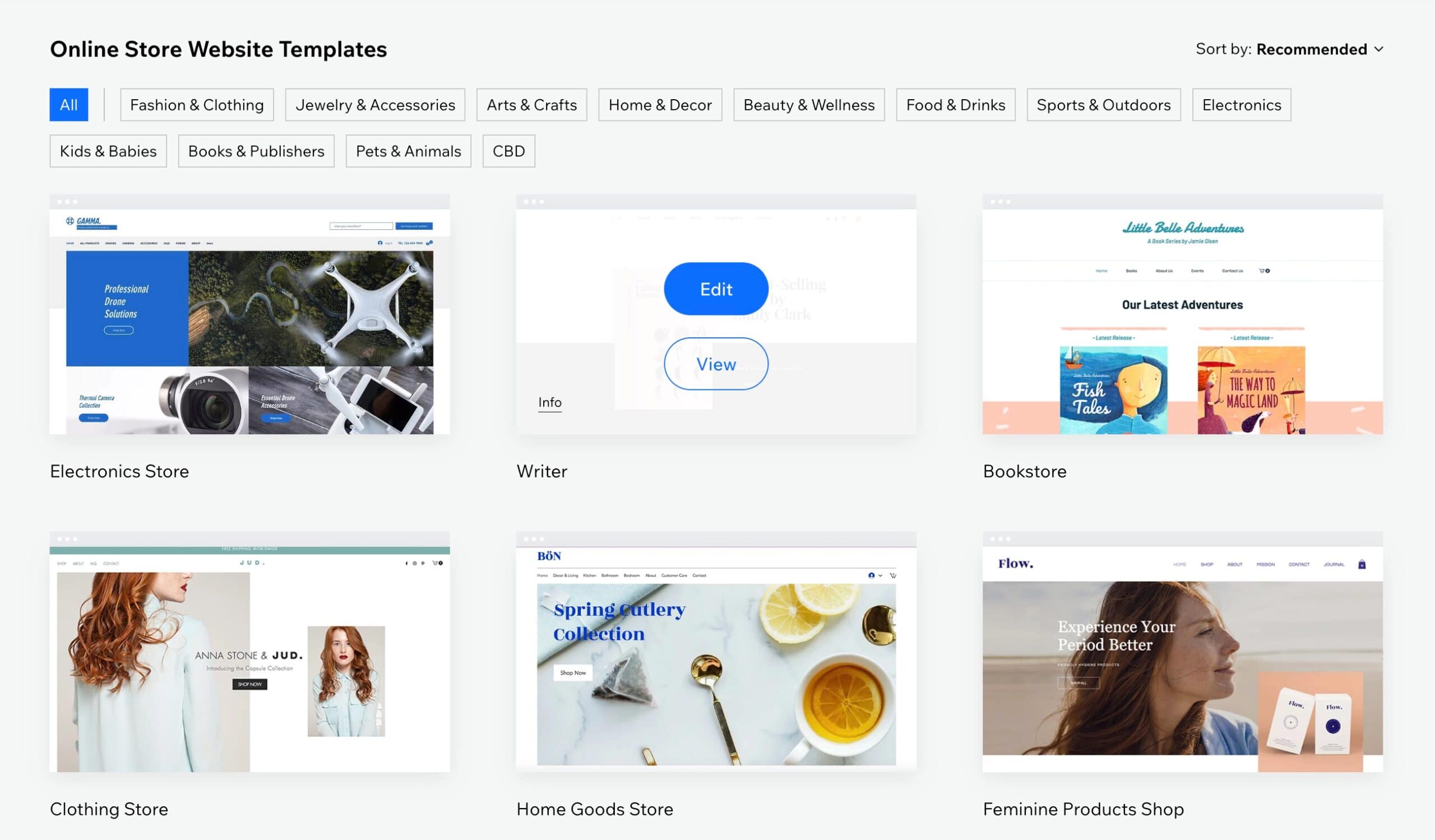 Viewing all online store themes.