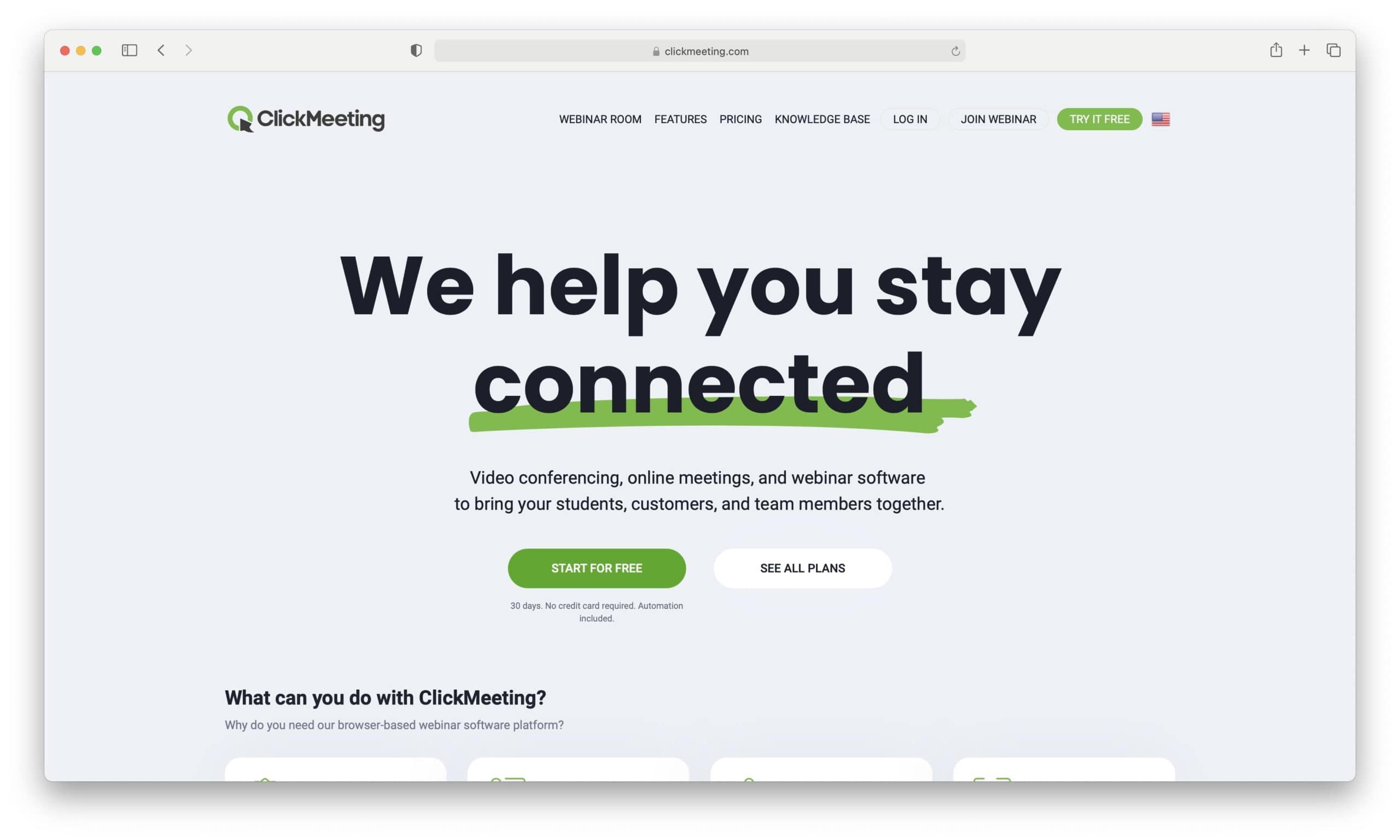 ClickMeeting homepage