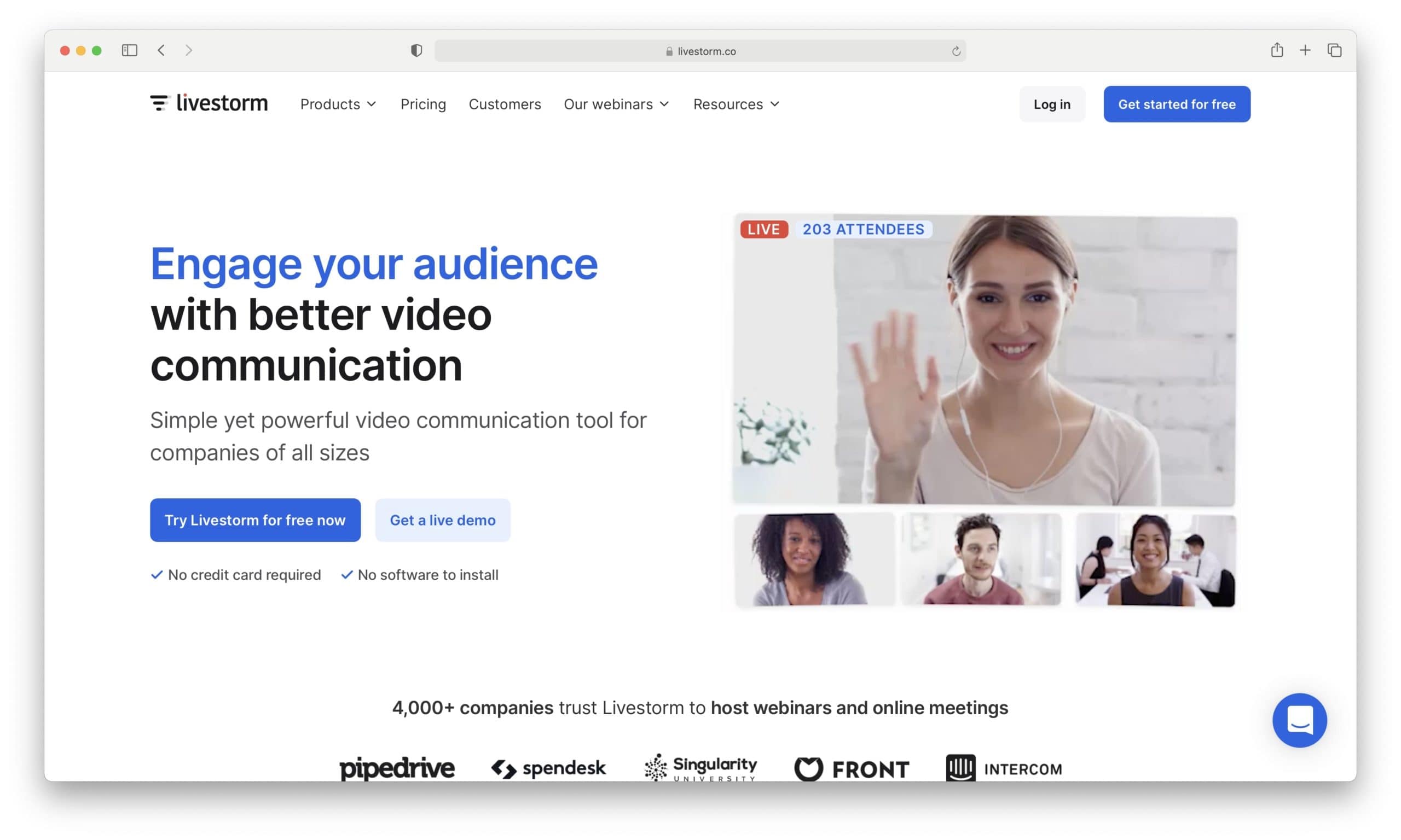 How to create a webinar: LiveStorm homepage