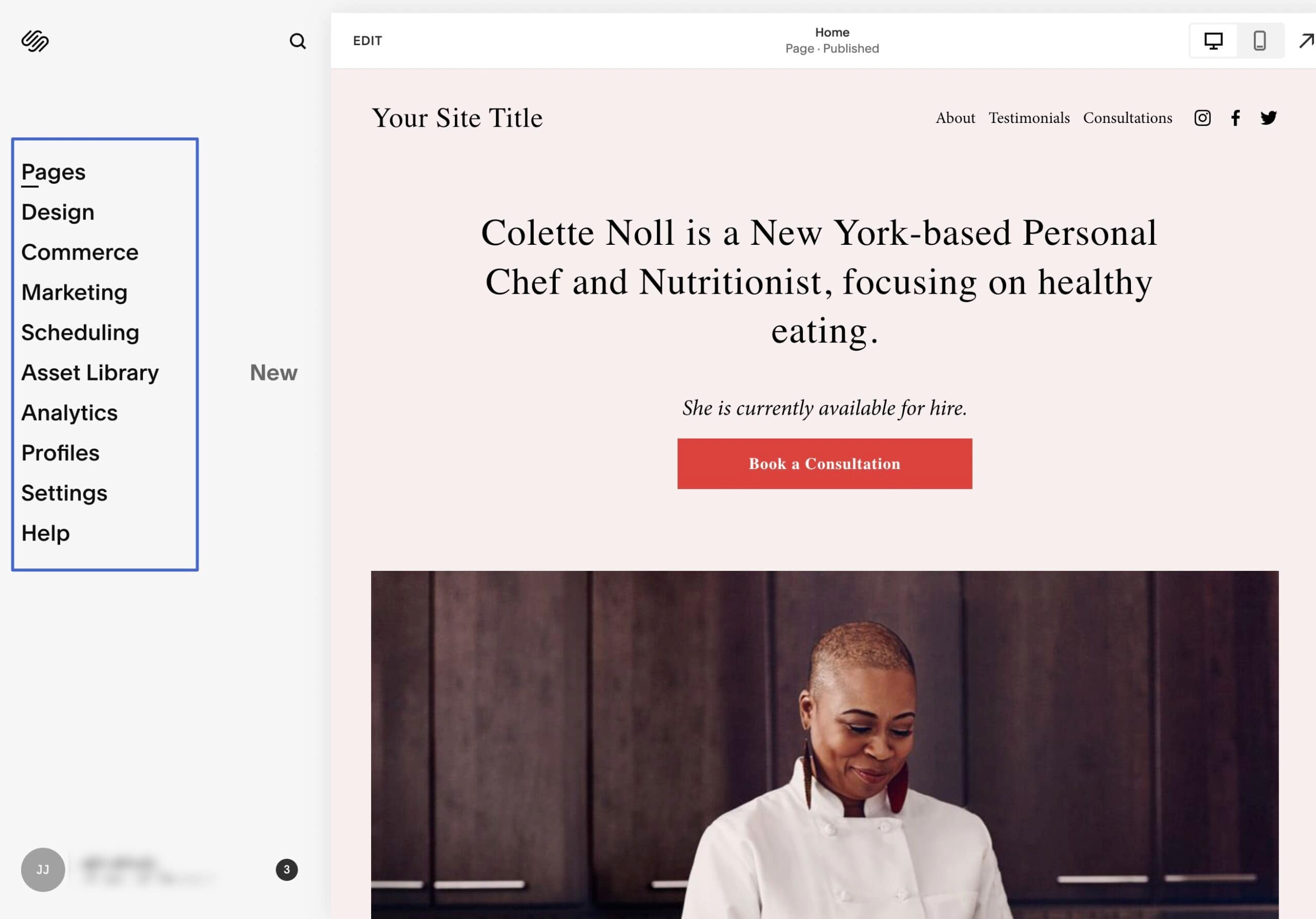 going to other pages on Squarespace