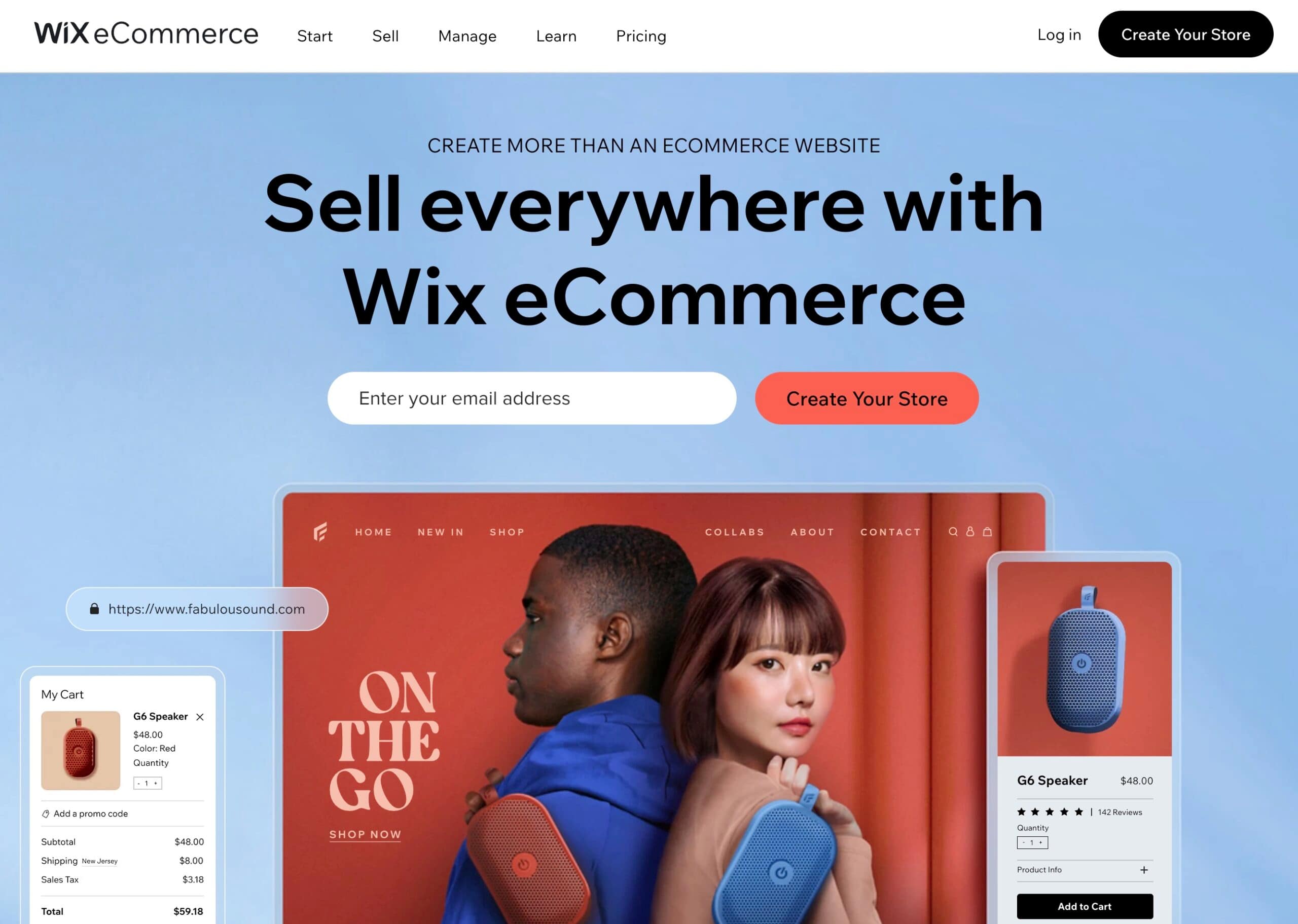 Wix eCommerce sales page screenshot for Wix eCommerce review.