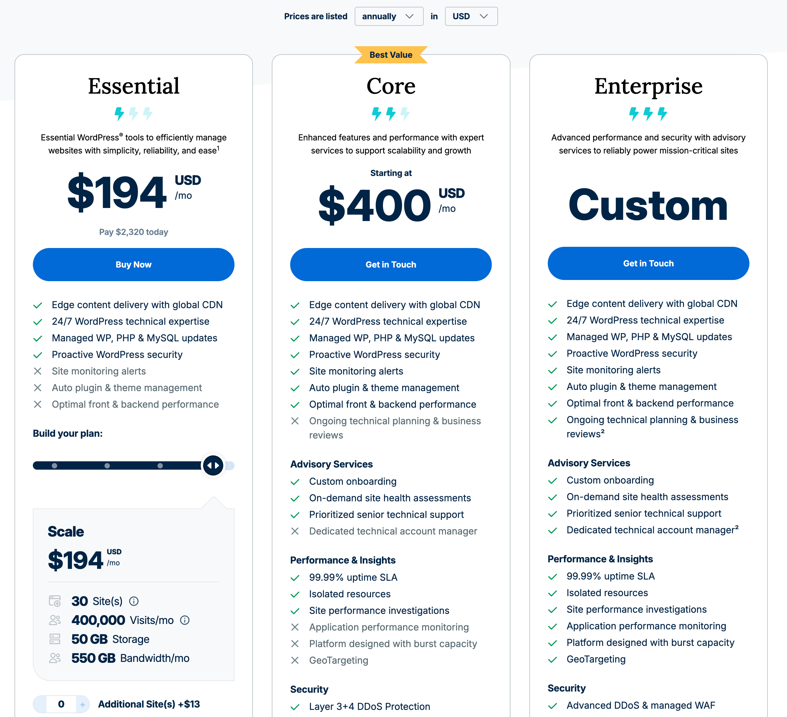 WP Engine plans and pricing.