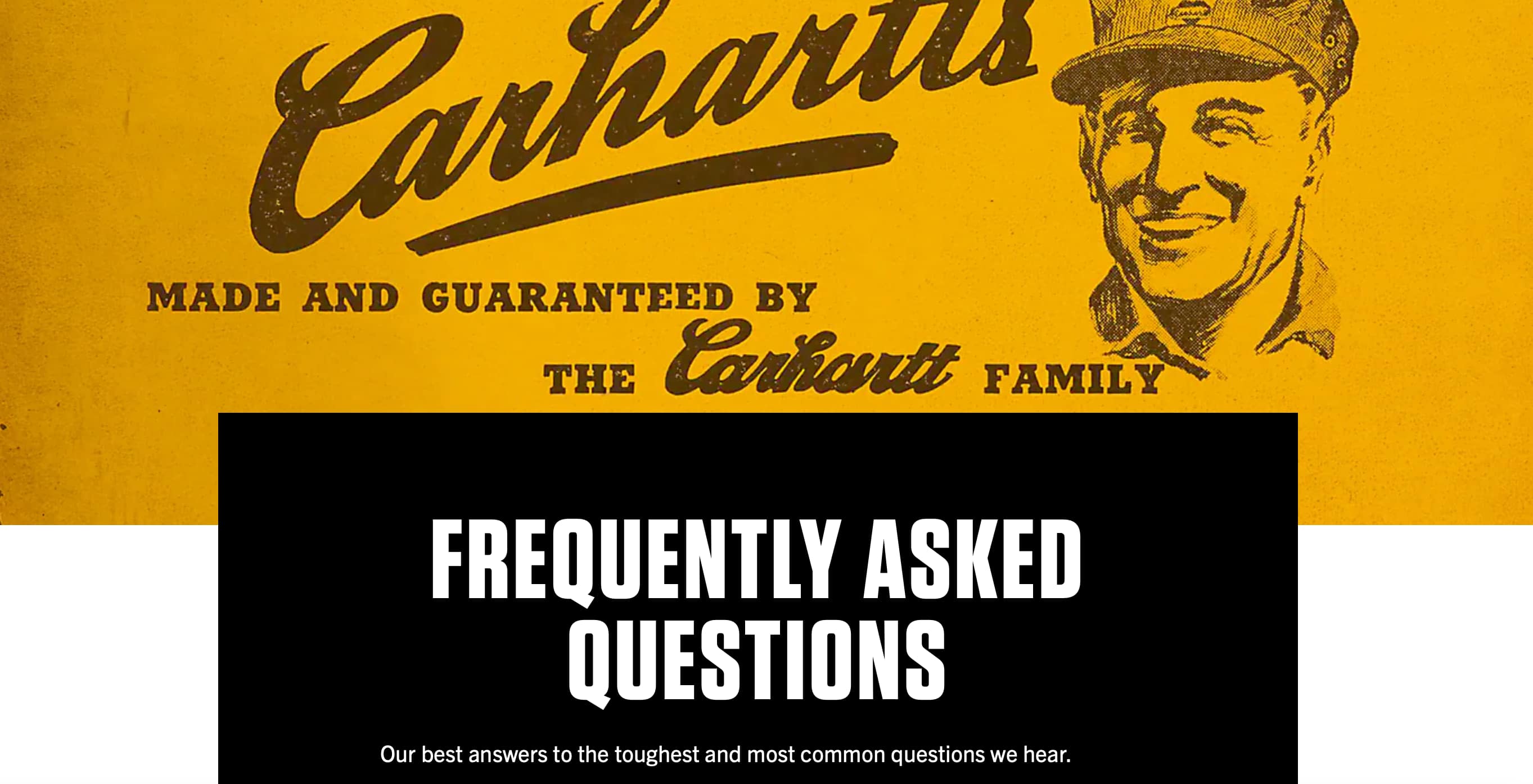 FAQ page examples: Carhartt FAQ page