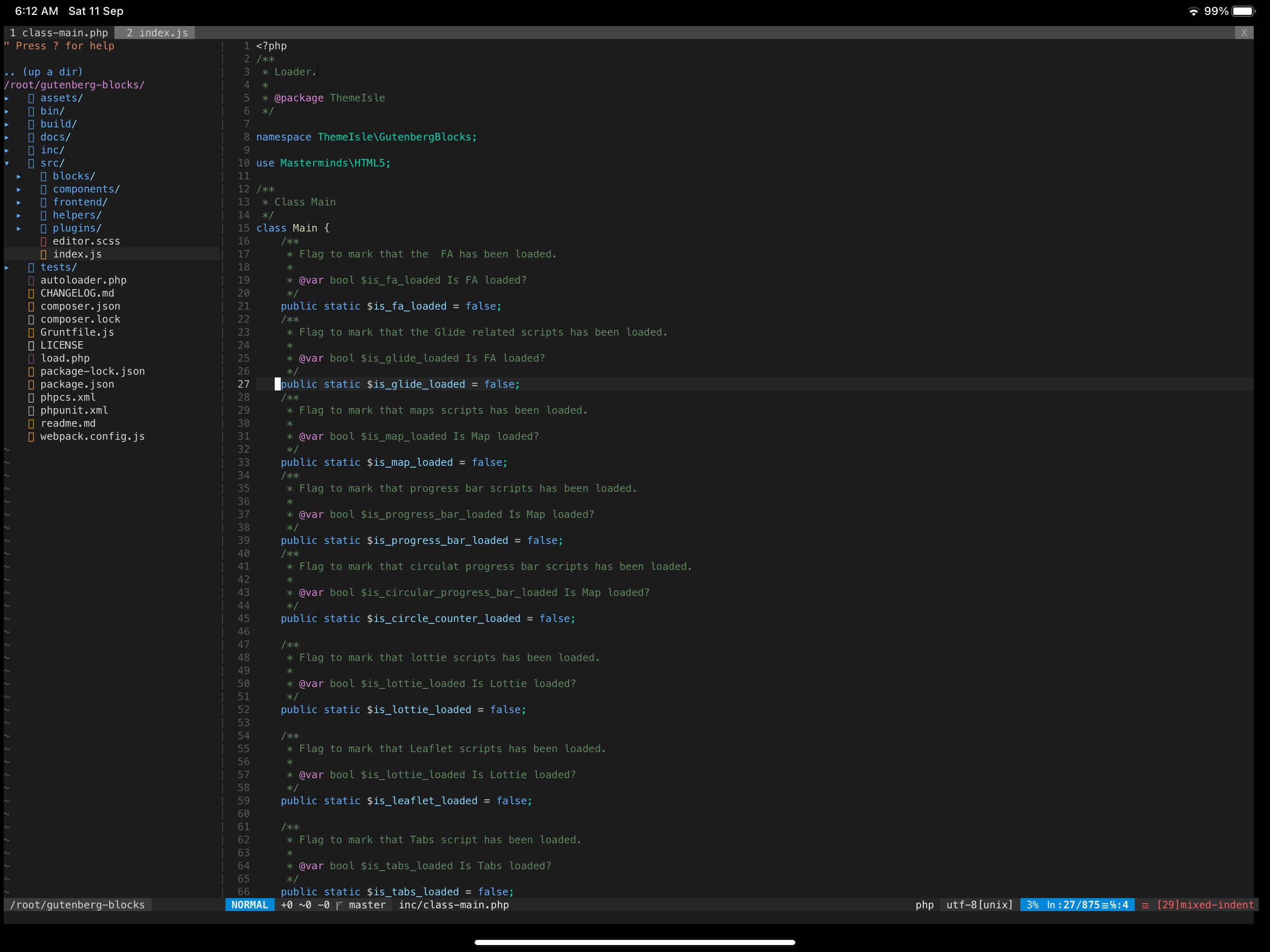 Awesome Vim on iPad Pro