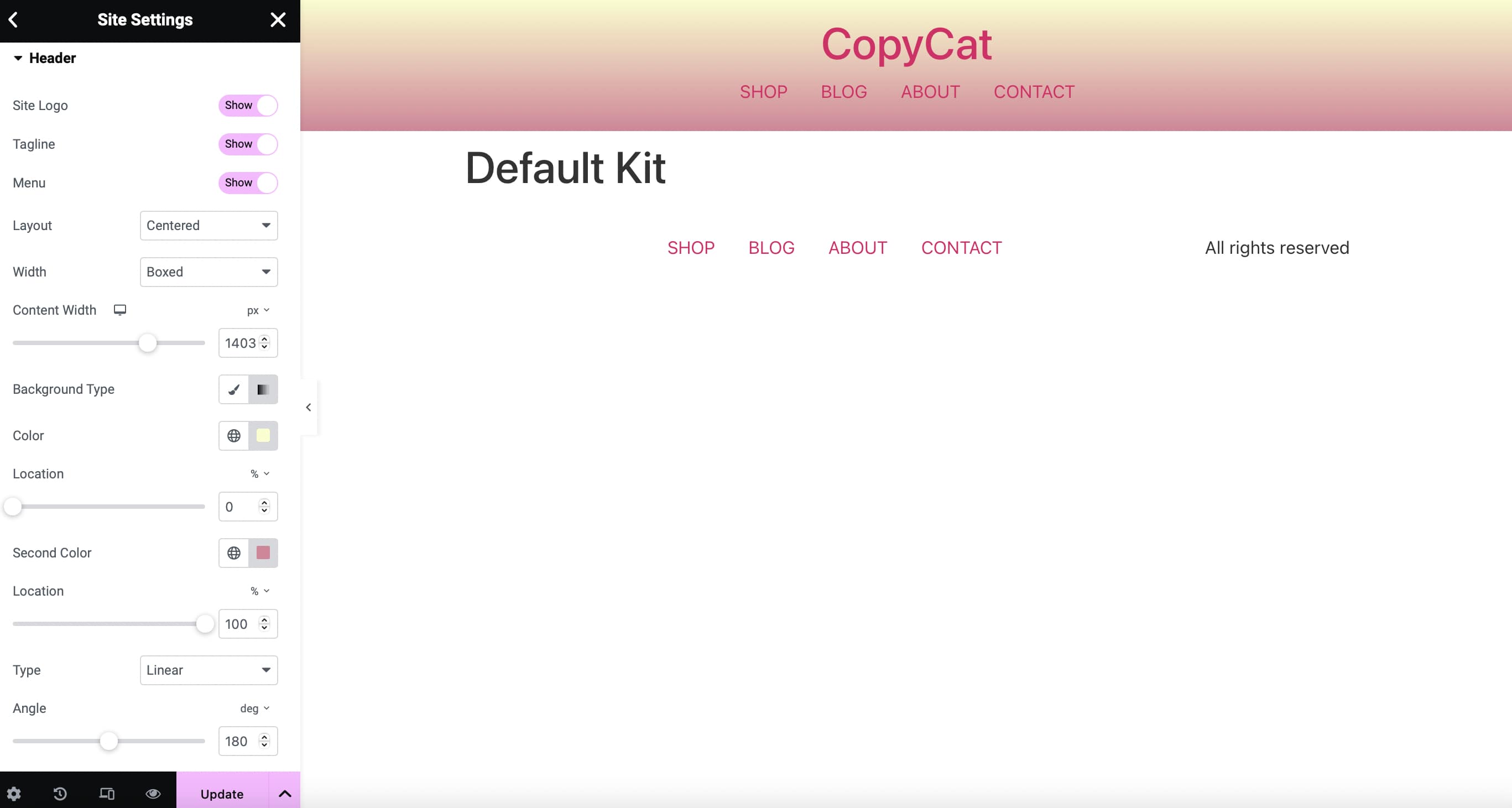 Edit your header using Elementor.