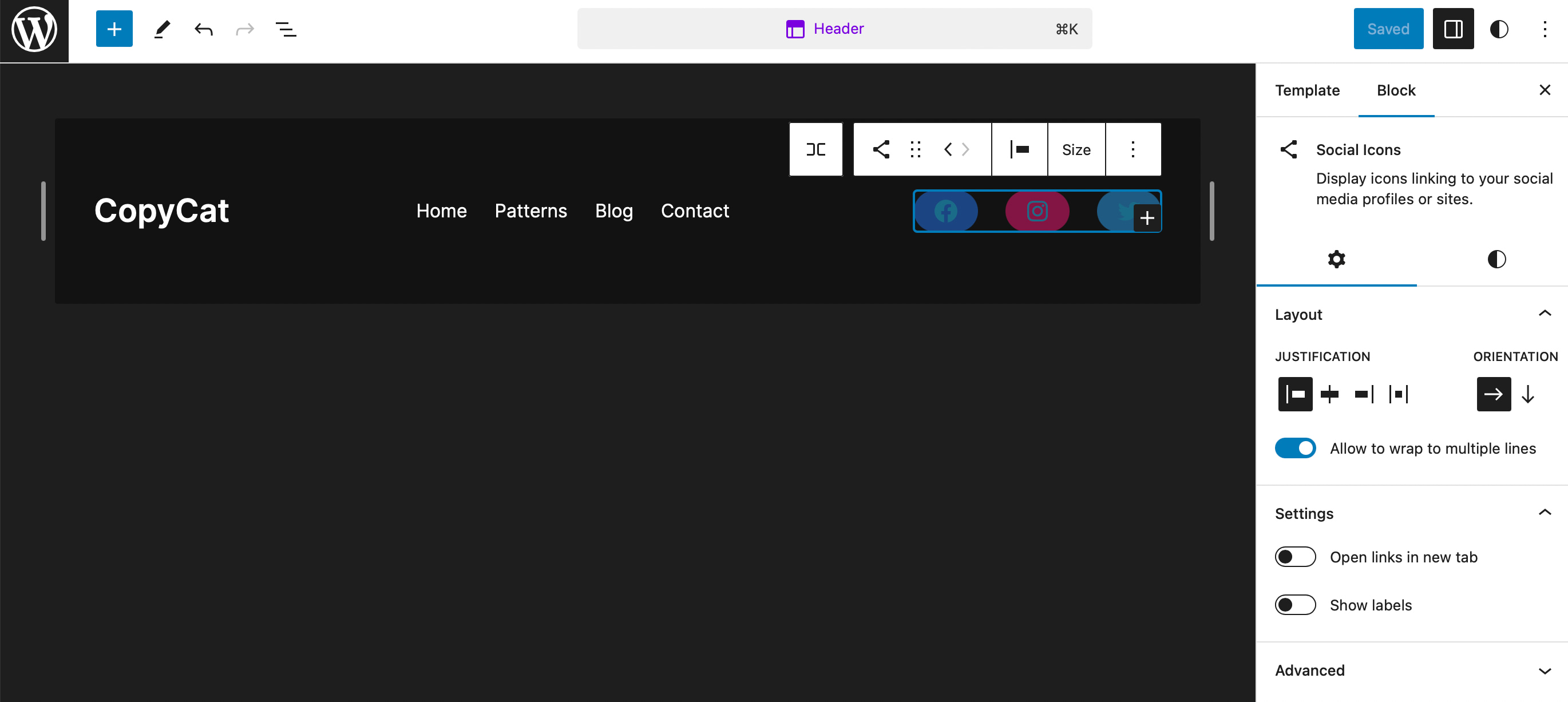 Add social icons to your header.